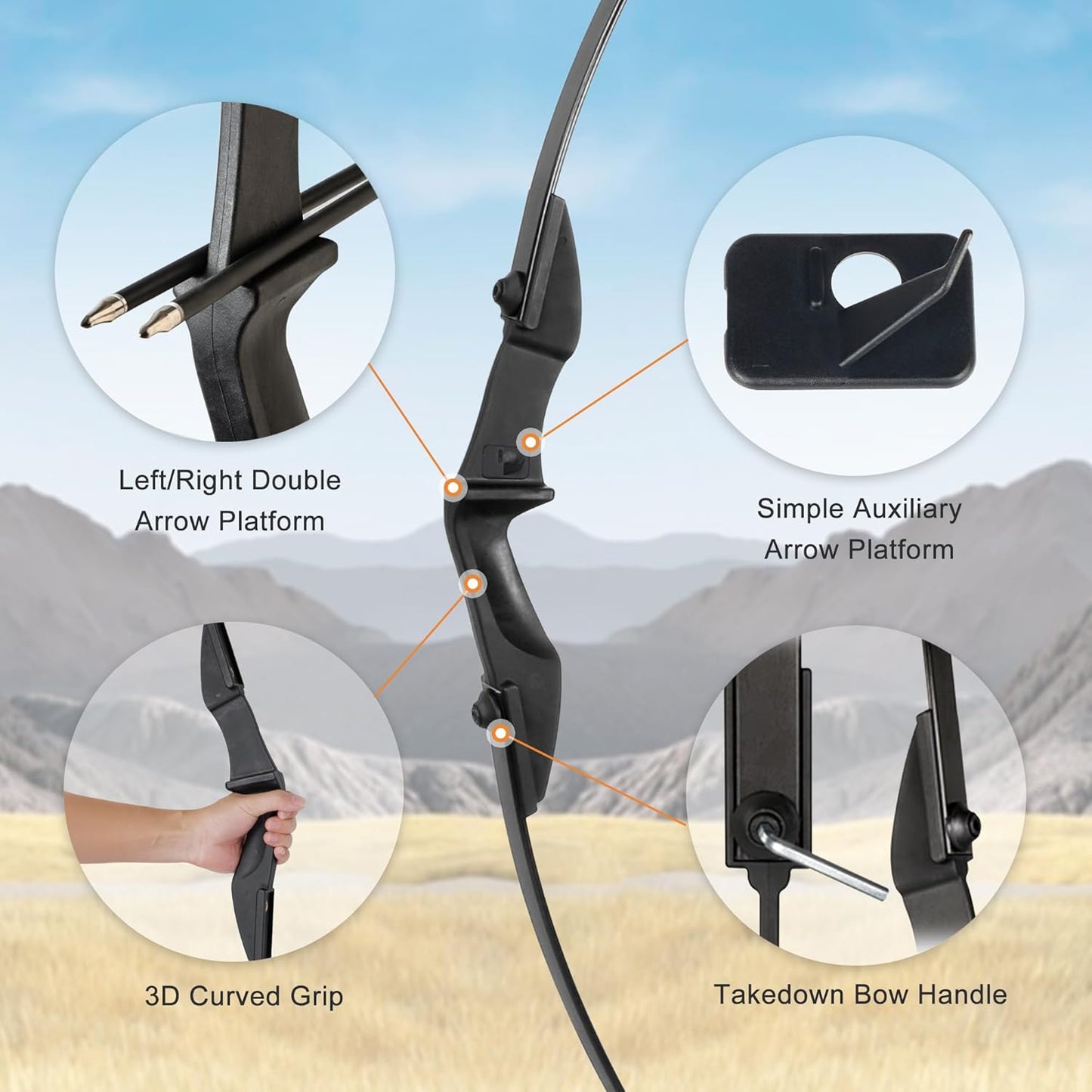 Recurve Bow and Arrow Set，Takedown Recurve Bows Archery for Adults Left and Right Hands 40lbs Archery Set