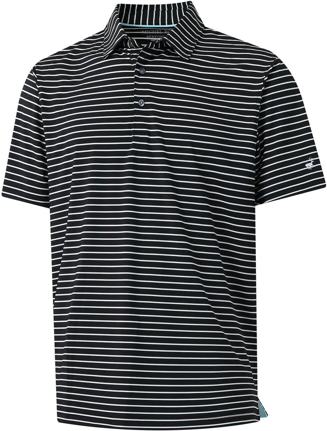 Rouen Mens Polo Shirts Short Sleeve Dry Fit Performance Moisture Wicking Causal Striped Polo Collared Golf Shirts for Men