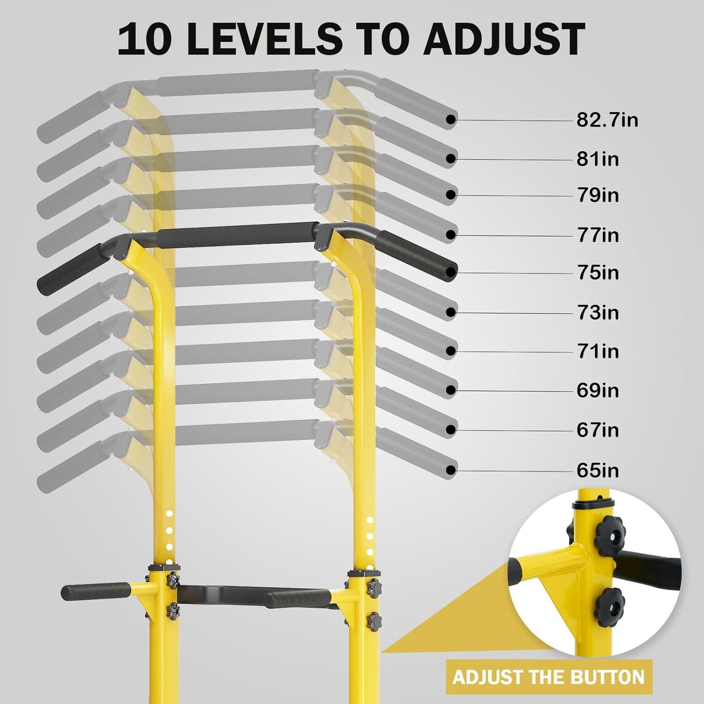 SogesHome Power Tower Pull Up Bar and Dip Station Adjustable Height Dip Stand Multi-Functional Strength Training Fitness Workout Station