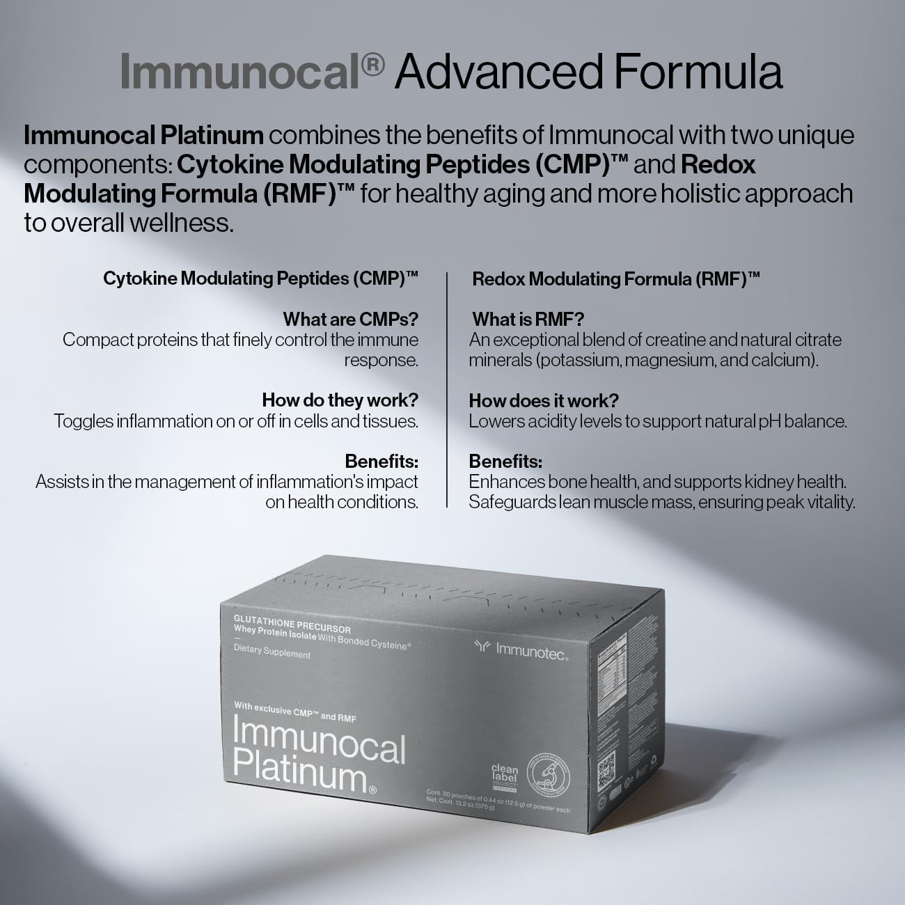 Immunocal Platinum Glutathione Precursor – Whey Protein Isolate, Anti-Aging, Skin + Cell Renewal, Immune Support, Detox + Bone Support | Fat and Sugar Free, Lactose-Intolerant Friendly | 30 Servings