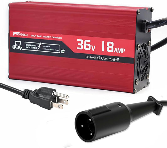 36V Golf Cart Battery Charger for Club Car Precedent & DS Golf Carts -18AMP, Upgrade Trickle Charger Tech, 4-6 hrs Fast Charge! 16FT Cord, Aluminum Alloy Sturdy Shell