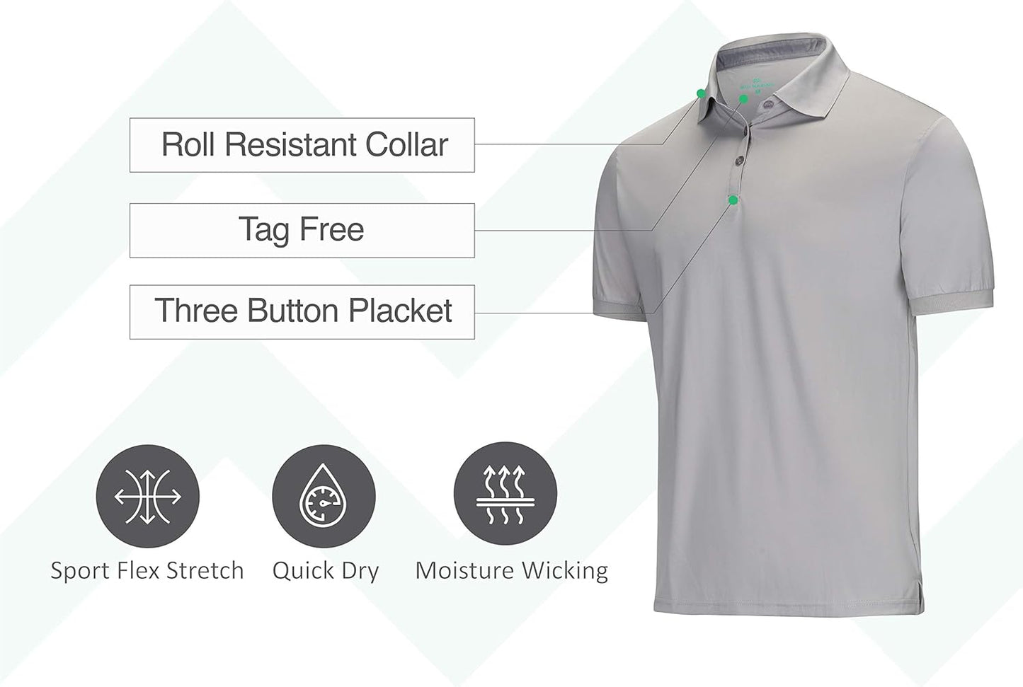 Mio Marino Golf Polo Shirts for Men - Dry Fit - Ultra-Thin Breathable Fabric