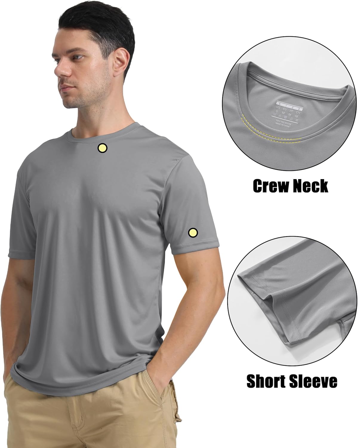KEFITEVD Men's Short Sleeve UPF 50+ Sun Protection Shirts Quick Dry Rashguard Swim Shirt SPF Workout Fishing Athletic T-Shirt