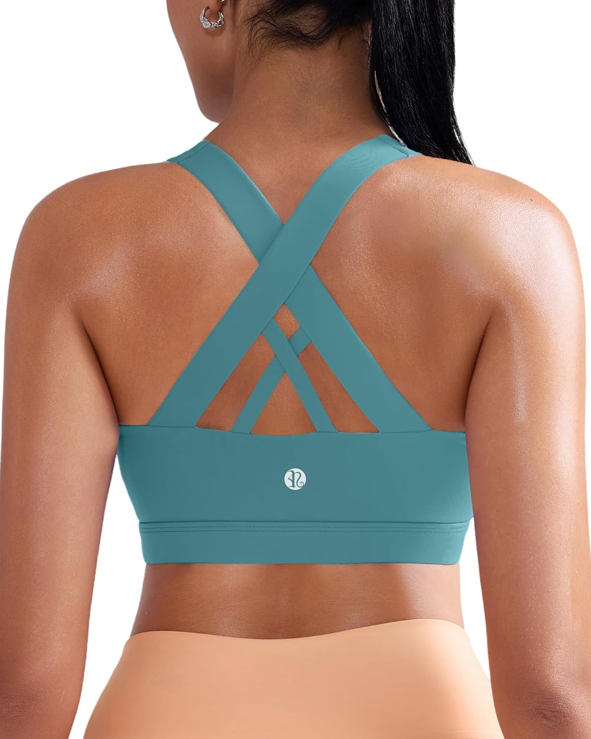RUNNING GIRL Sports Bra for Women, Criss-Cross Back Padded Strappy Sports Bras Medium Support Yoga Bra with Removable Cups