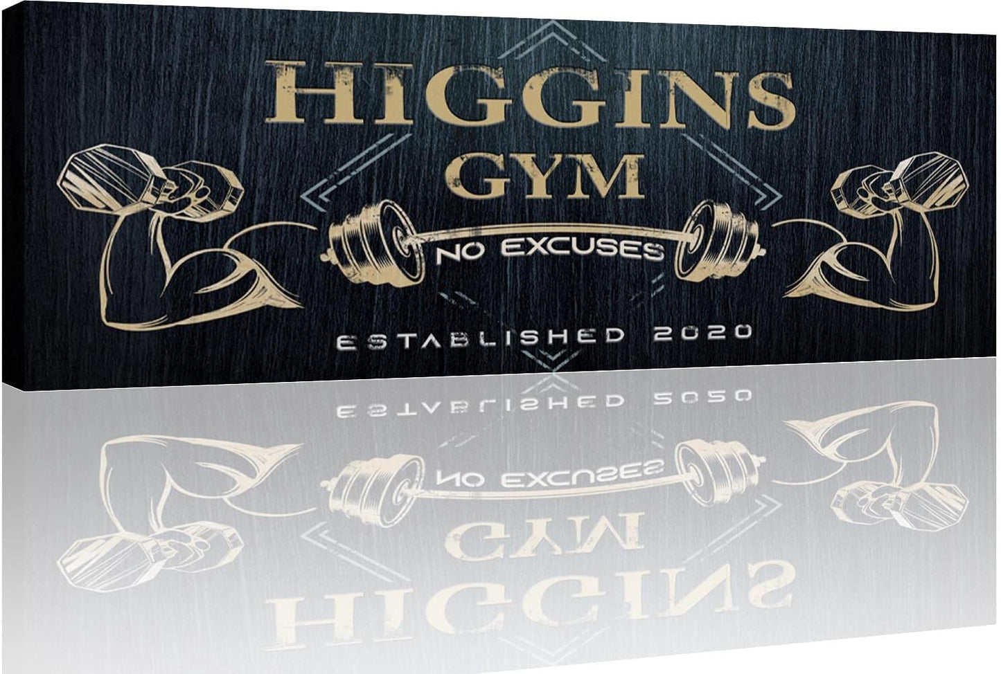 Tailored Canvases Personalized Gym Sign Wall Art Decor - Motivational Canvas for Home Gym, Workout Room, Garage, Fitness Center - Workout Inspirational Posters - Gym Name on Charcoal Background, 36x12in