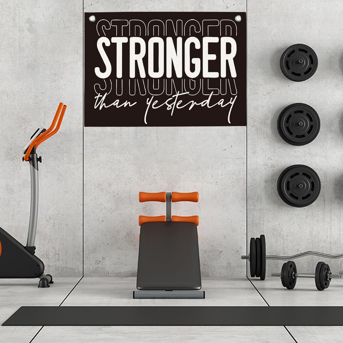 Stronger Than Yesterday Gym Motivational Wall Art Banner College Dorm Posters Gifts for Guys Men Women Gym Flag Decor for Home Gym Bedroom Workout Room 30x20 Inchs