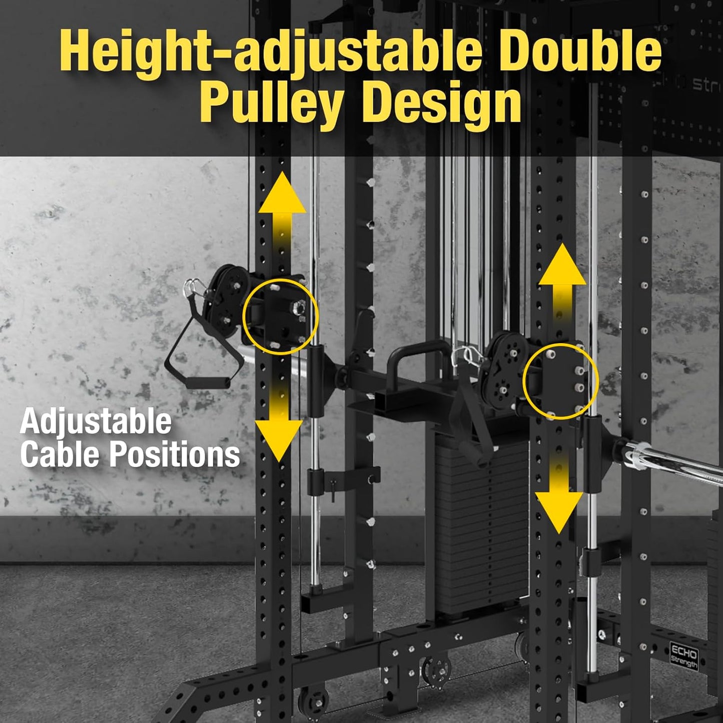 Commercial Functional Trainer Cable Machine with Dual Weight Stacks, Power Cage Squat Rack, Dual Cable Crossover Machine with Pulley System