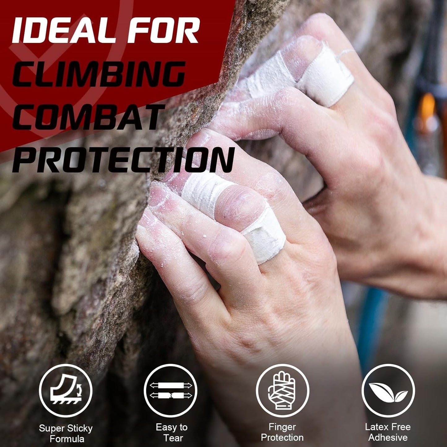 Pro Finger Tape 8 Pack - 0.5” x 45 Ft Black Athletic Sports Tape for Rock Climbing,BJJ,Jiu-Jitsu,Wrestling,Judo