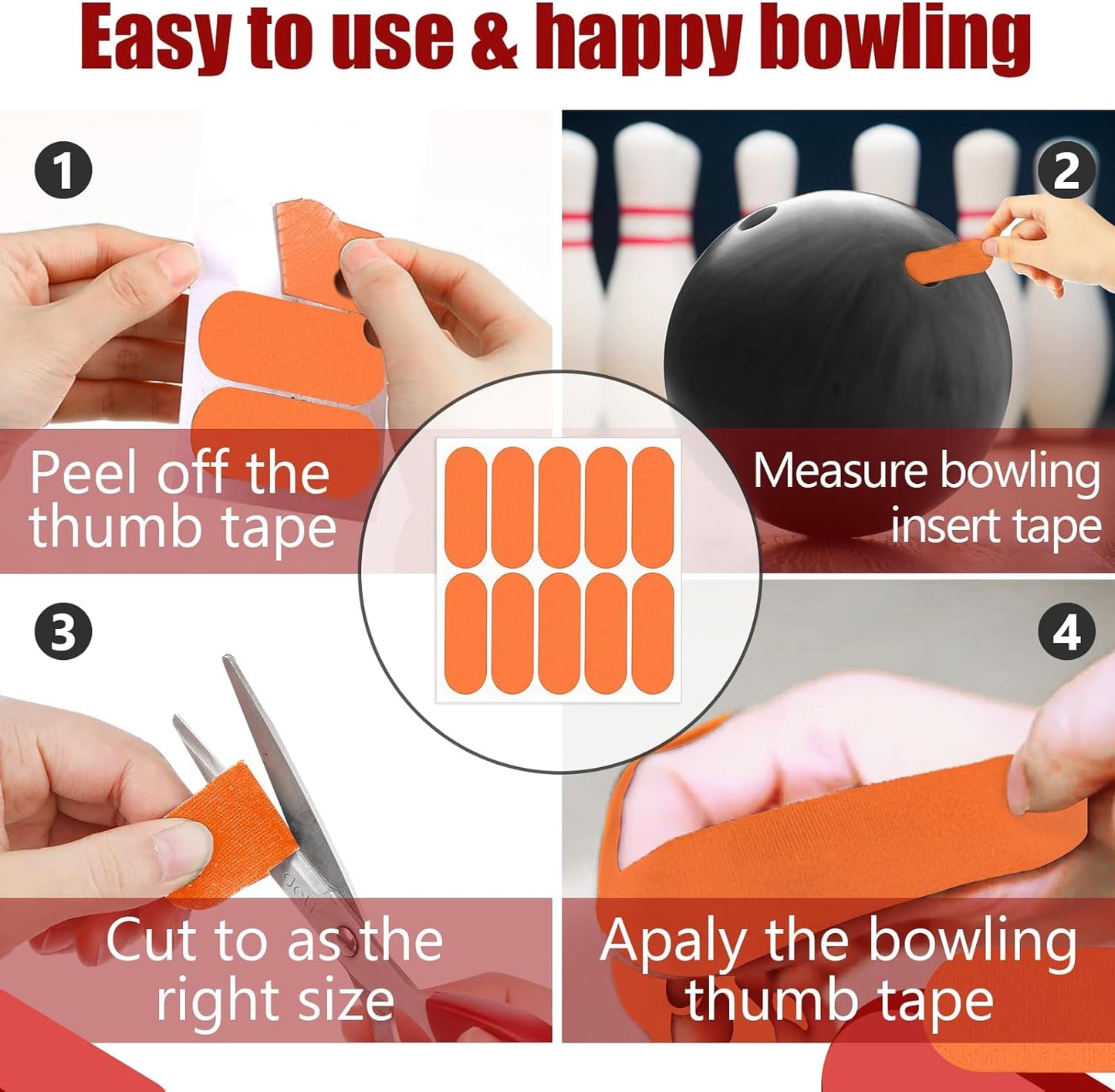 100 PCS Bowling Thumb Tape - Bowling Finger Tape - Thumb Tape Protector for Bowling(Multiple Colors, 1 x 2.8 Inches, Breathable)