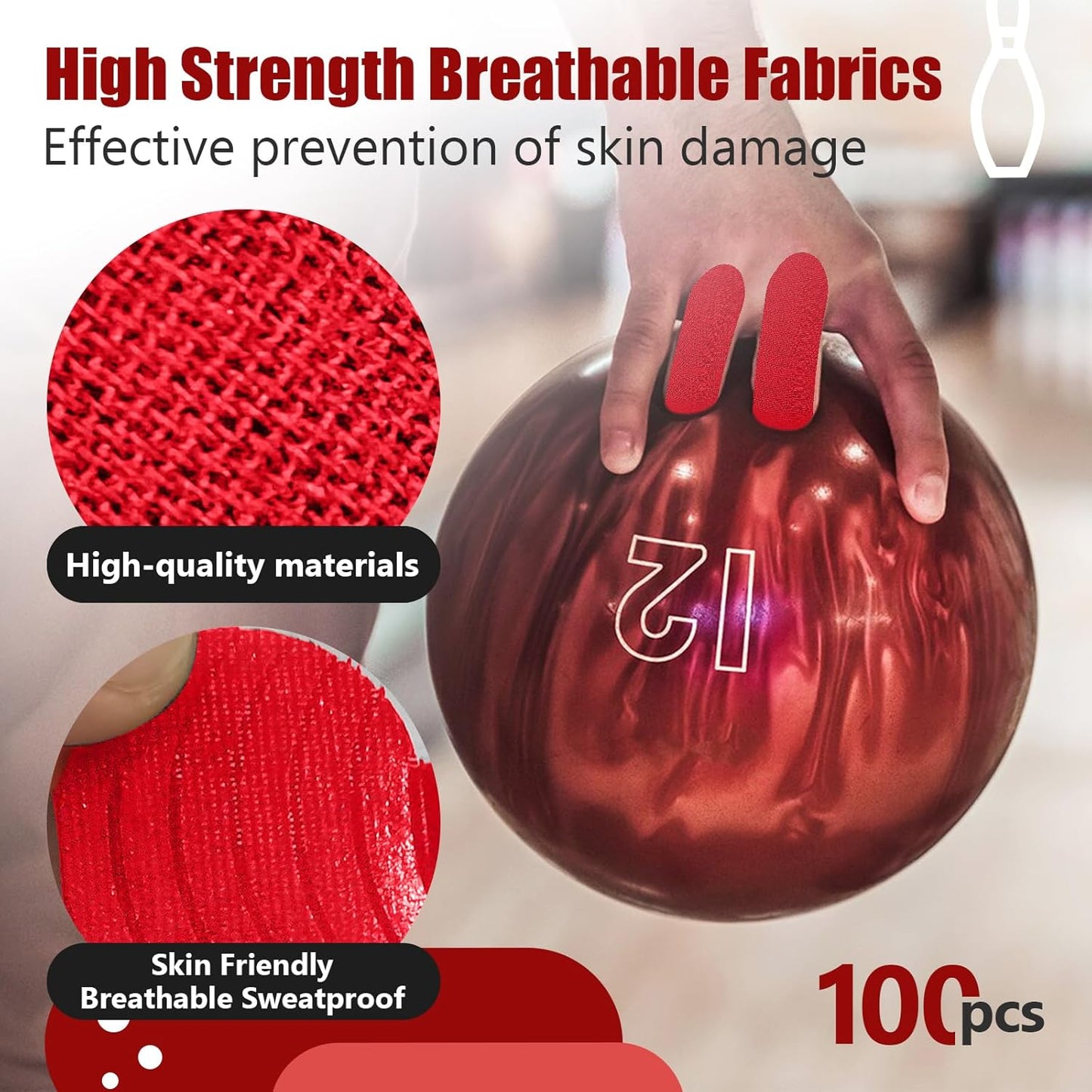 100 PCS Bowling Thumb Tape - Bowling Finger Tape - Thumb Tape Protector for Bowling(Multiple Colors, 1 x 2.8 Inches, Breathable)