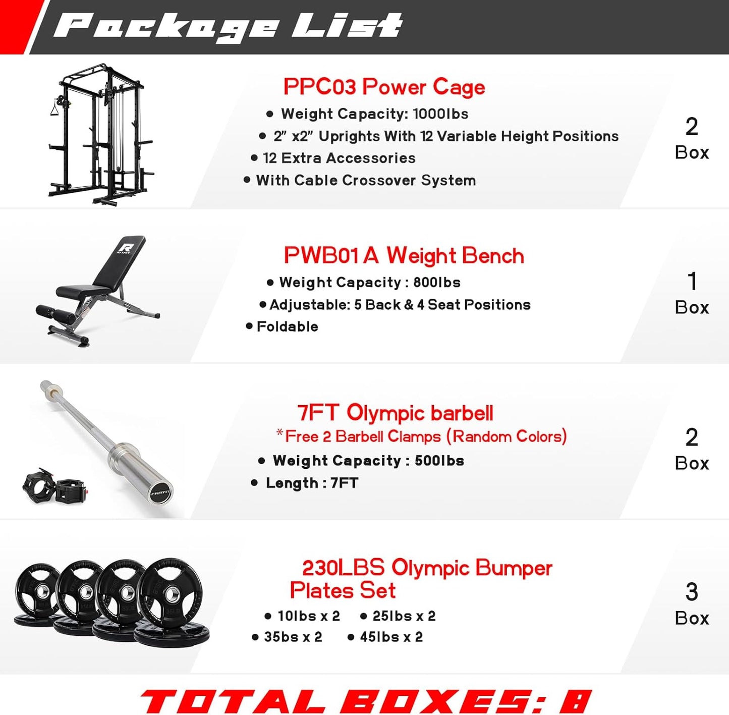 RitFit Power Cage with Optional LAT PullDown/Cable Crossover, 1000LB Squat Rack for Home & Garage Gym, with Weight Storage Rack and More Training Attachments, ASTM-Certified