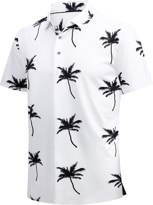 SAMERM Golf Shirts for Men Super Stretch Jacquard Dry Fit Golf Polo Moisture Wicking Short Sleeve Polo Shirts for Men