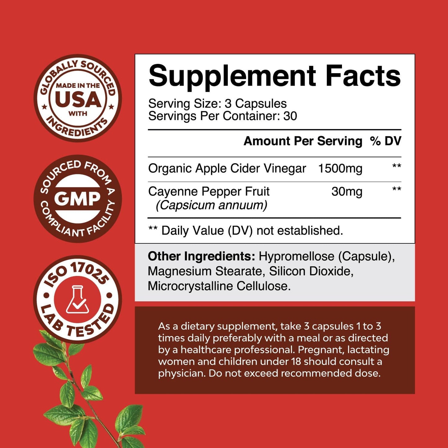 Cleansing Apple Cider Vinegar Capsules - ACV Cleanse and Detox Pills for Gut and Digestive Health with Slimming Cayenne - Extra Strength ACV Capsules for Gut Cleanse and Full Body Detox (30 Servings)
