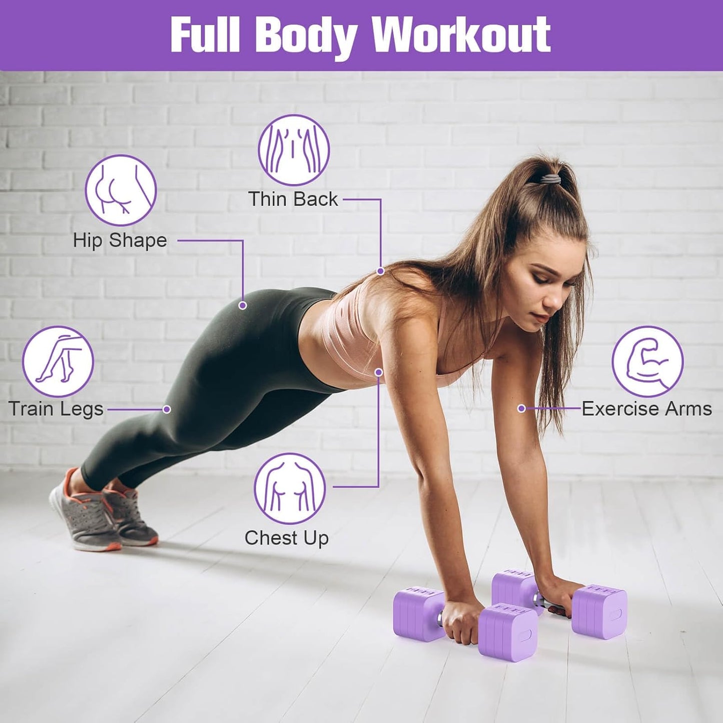 22LBS Adjustable Dumbbells Set, Adjustable Weight Dumbbells with 4 Levels 4.4lb, 6.6lb, 8.8lb, 11lb, Hand Weights Sets for Women/Men Home Gym Full Body Workout