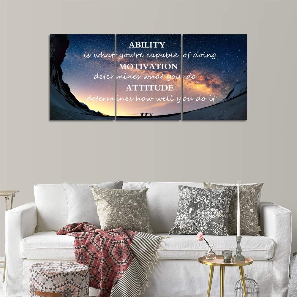 3 Panels Successful Inspirational Posters Quotes Wall Art Ability Modern Motivational Painting Picture Prints on Canvas Artwork Motto for Office Bedroom Decor Living Room Home Decor (60”Wx28”H)