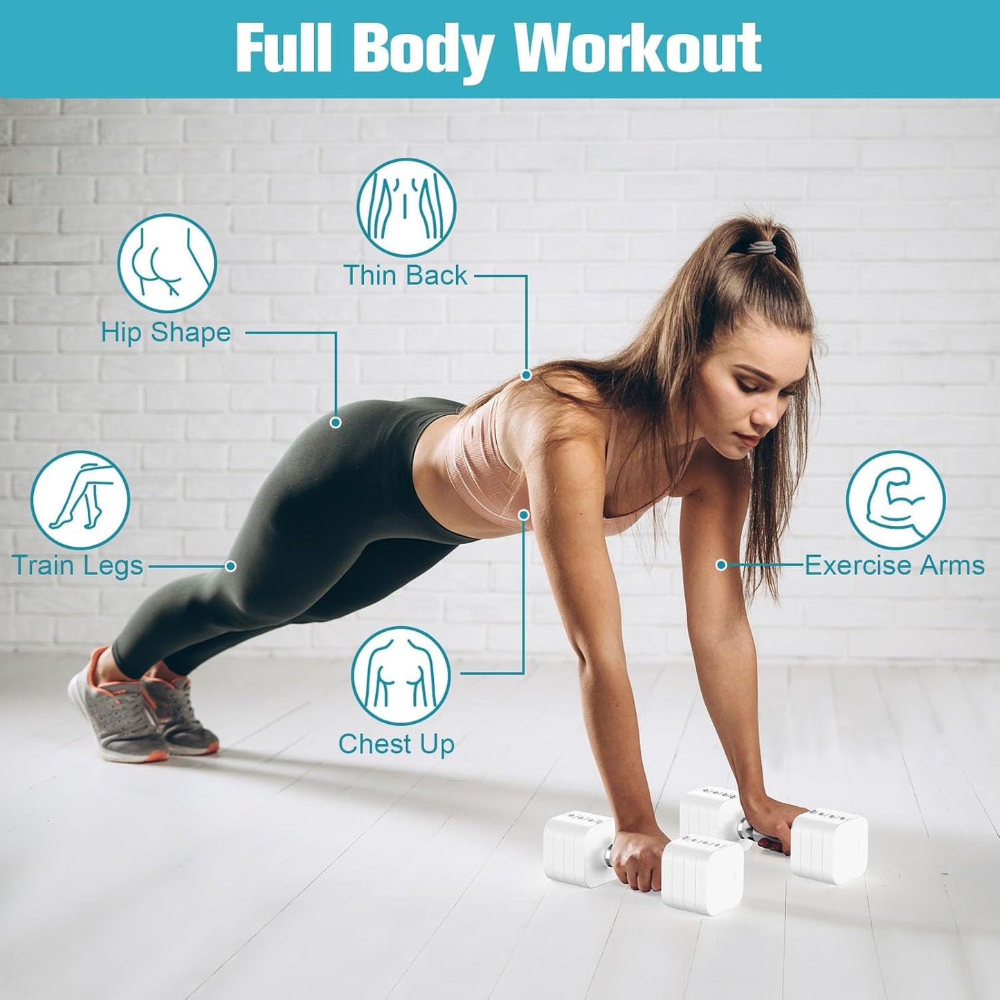 22LBS Adjustable Dumbbells Set, Adjustable Weight Dumbbells with 4 Levels 4.4lb, 6.6lb, 8.8lb, 11lb, Hand Weights Sets for Women/Men Home Gym Full Body Workout