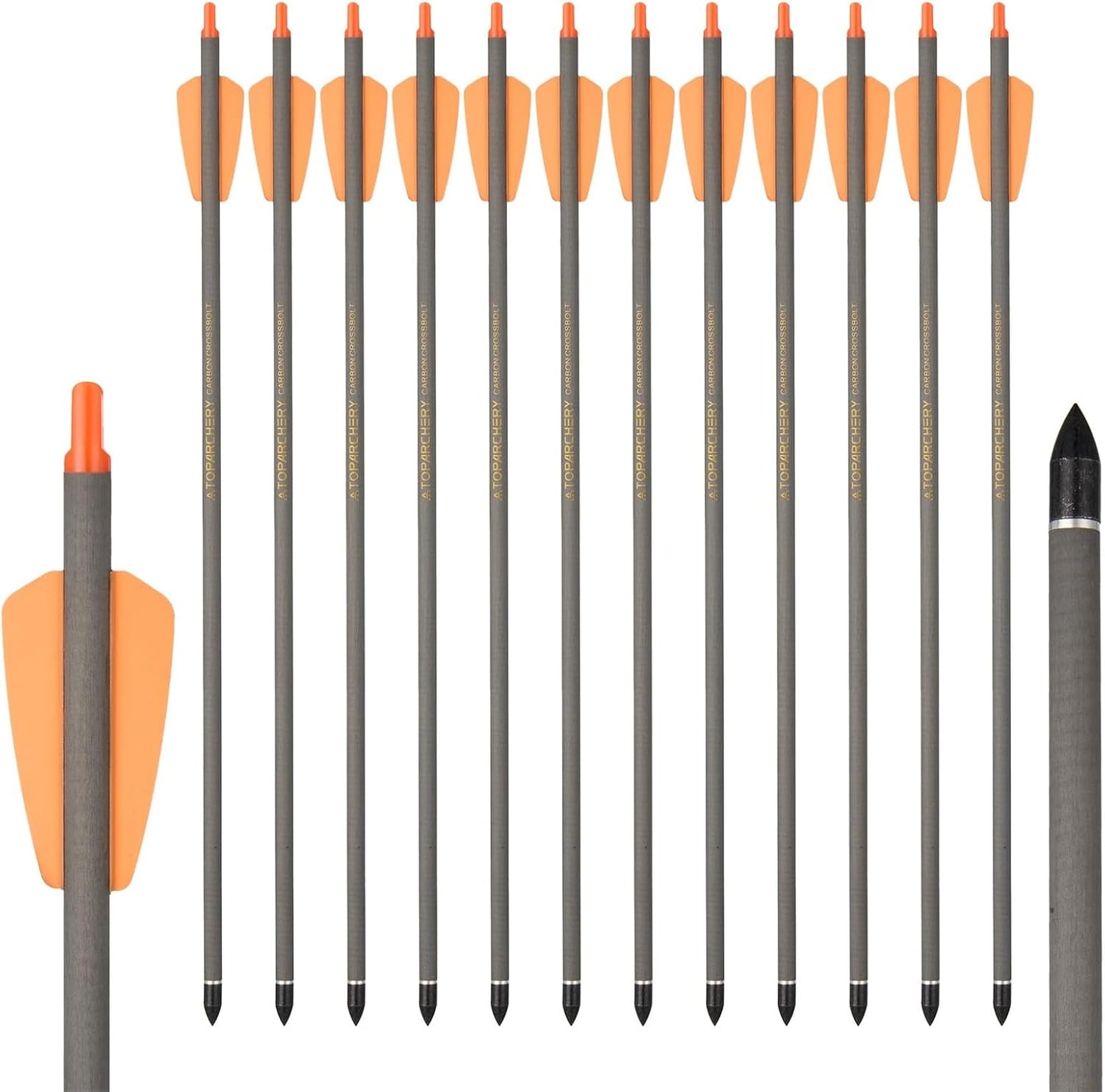 Crossbow Bolts 15 Inch Archery Carbon Crossbow Arrows with Moon Nocks Hunting Archery Arrows（12pcs