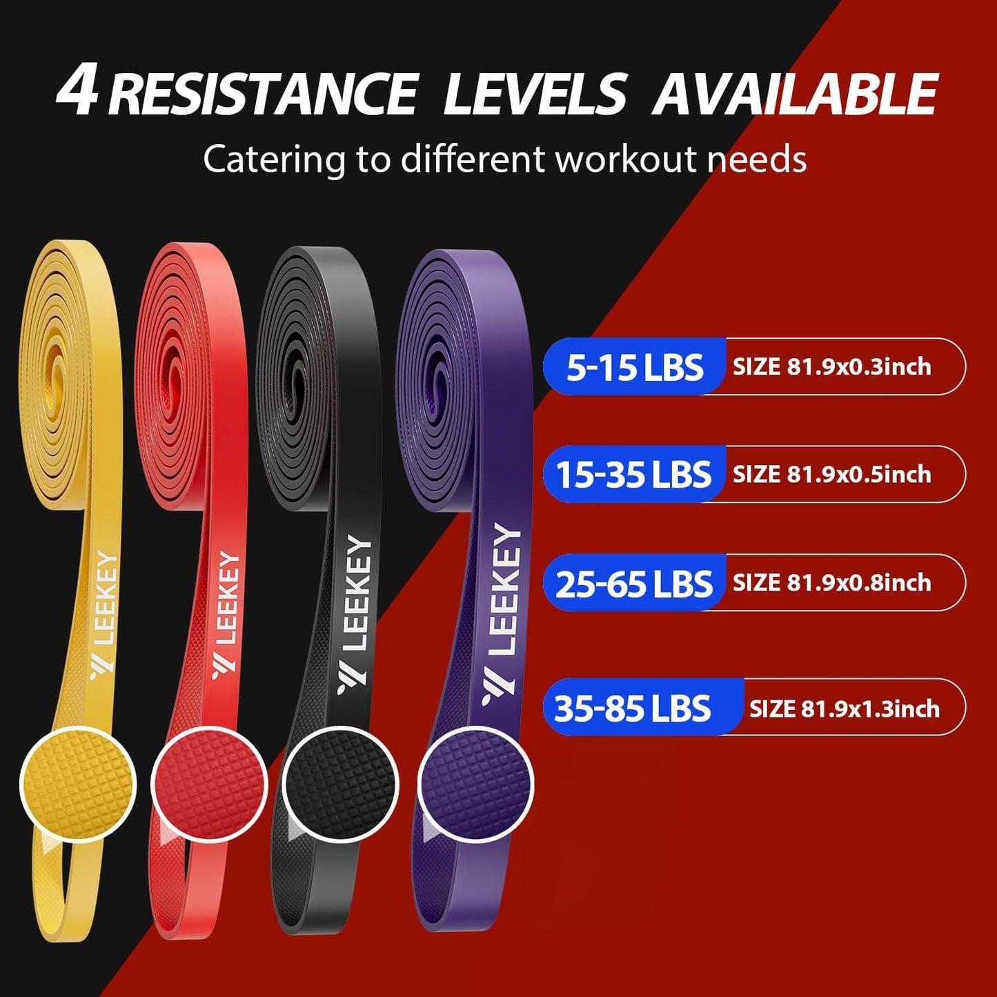 LEEKEY Resistance Bands Set for Pull-Up Assistance & Full-Body Training, Multi-Level Exercise Bands with Bag for Home Workouts, Physical Therapy, Strength Training (Men/Women)