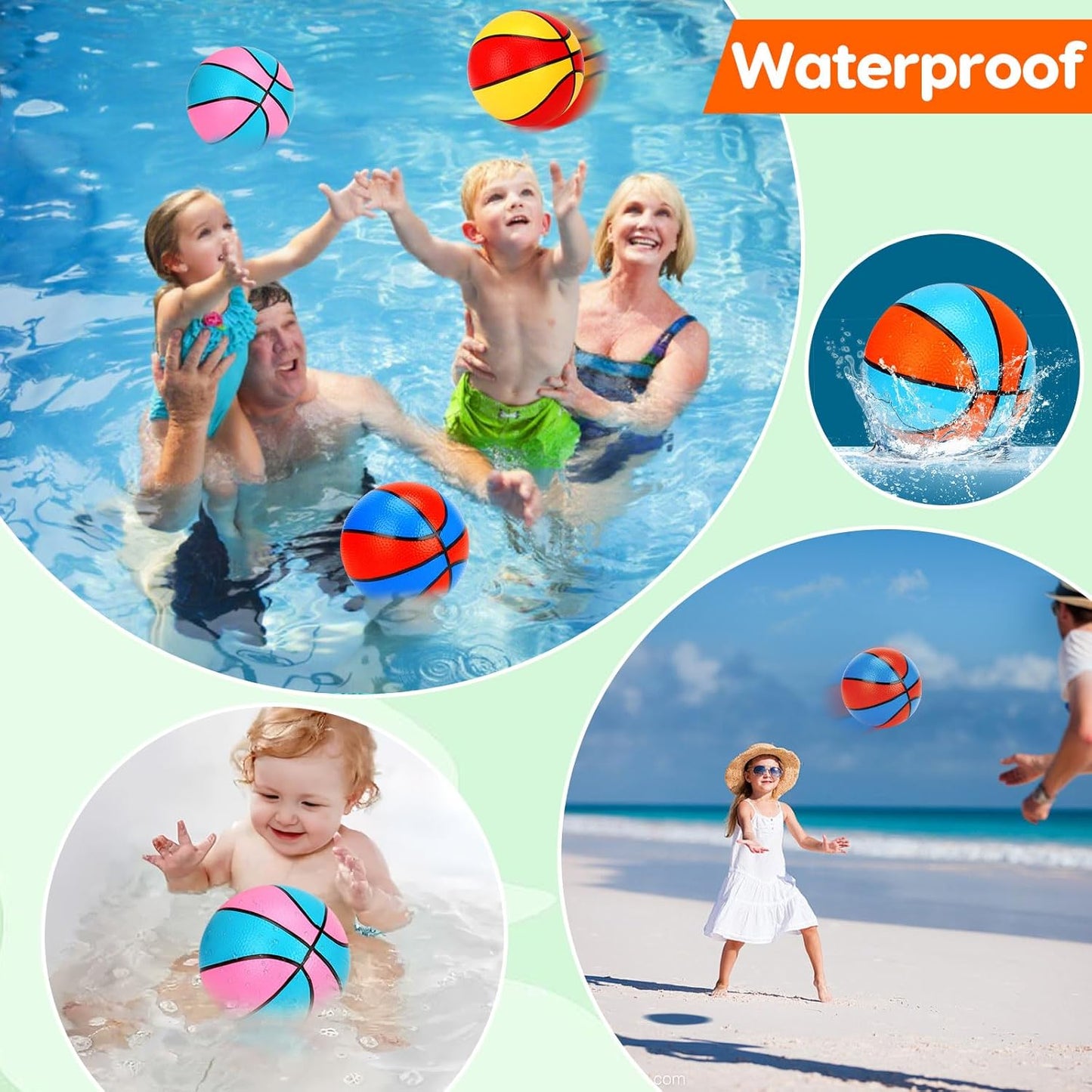 4 Packs Mini Basketballs 7 Inch Size 3 with Pump, Kids Small Basketball Set for Basketball Hoop Pool Party Games Indoor Outdoor Play Sports Toys Bouncy Basket Balls for Kids Toddlers 1-3 3-5 5-7 Gifts