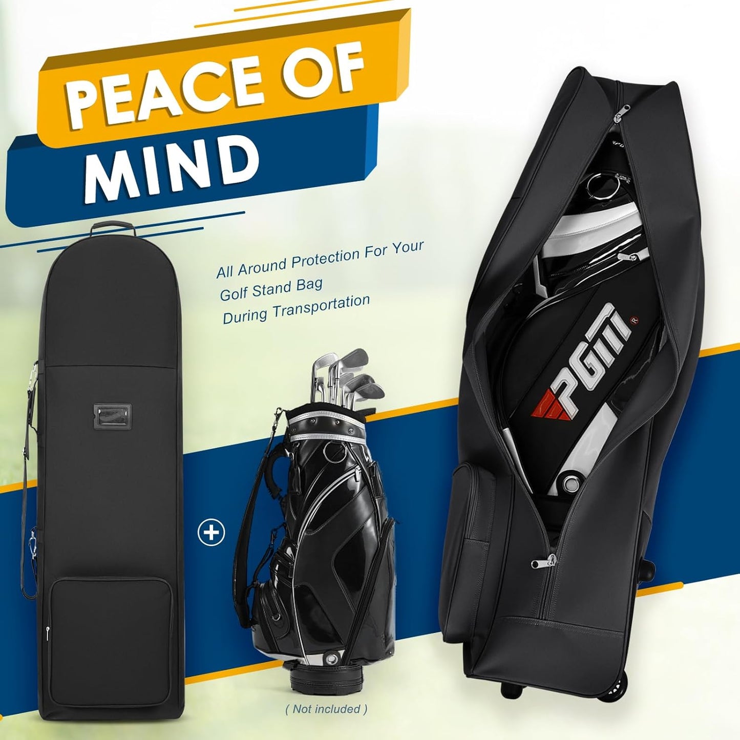 Golf Travel Bags for Airlines with Adjustable Support Rod and Detachable Shoulder Straps, Soft Foldable Golf Club Travel Covers, 900D Heavy Duty Oxford