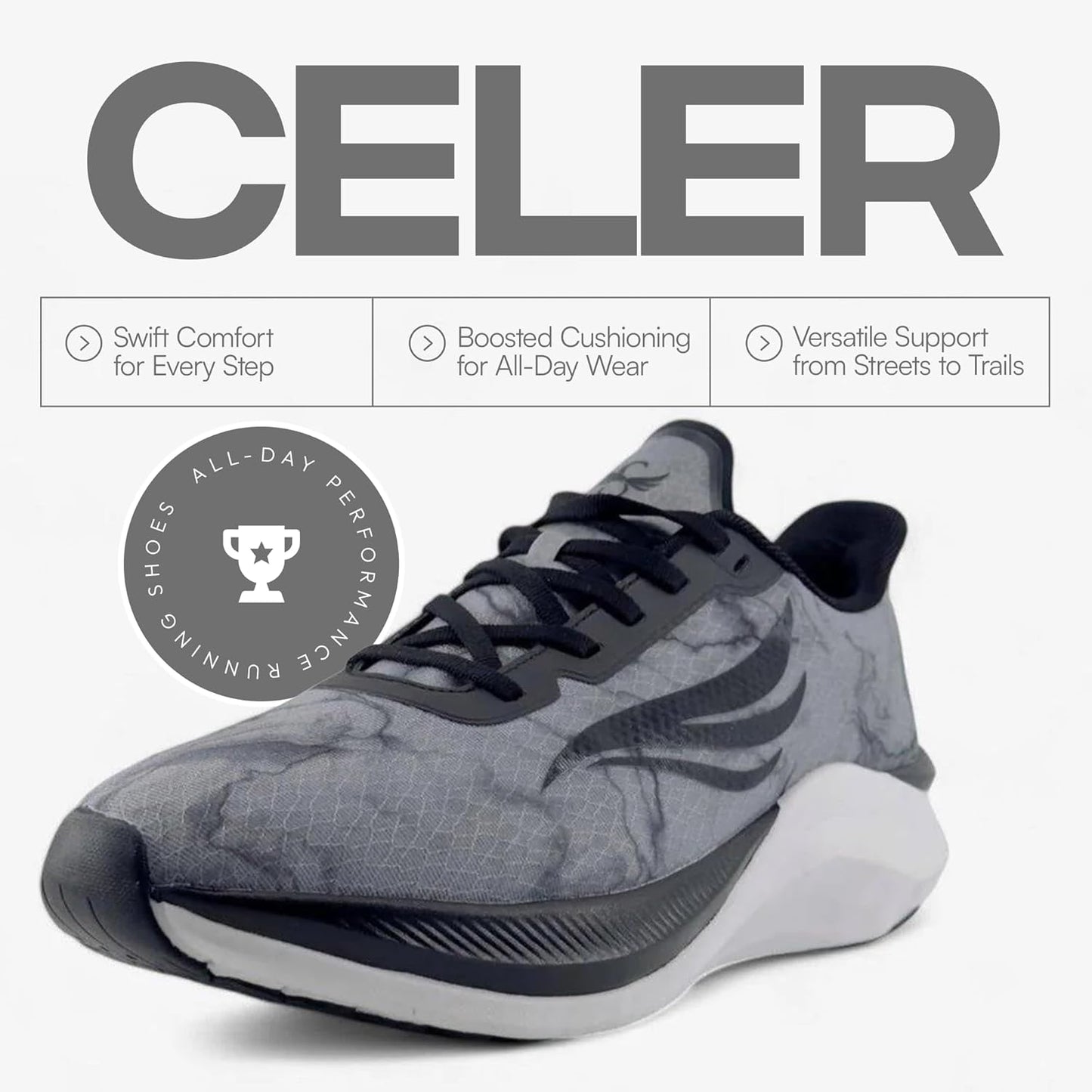 Swift Running Celer Men's Lightweight Running Shoes Comfortable Sneakers for Walking, Daily Runs, and All-Day Wear