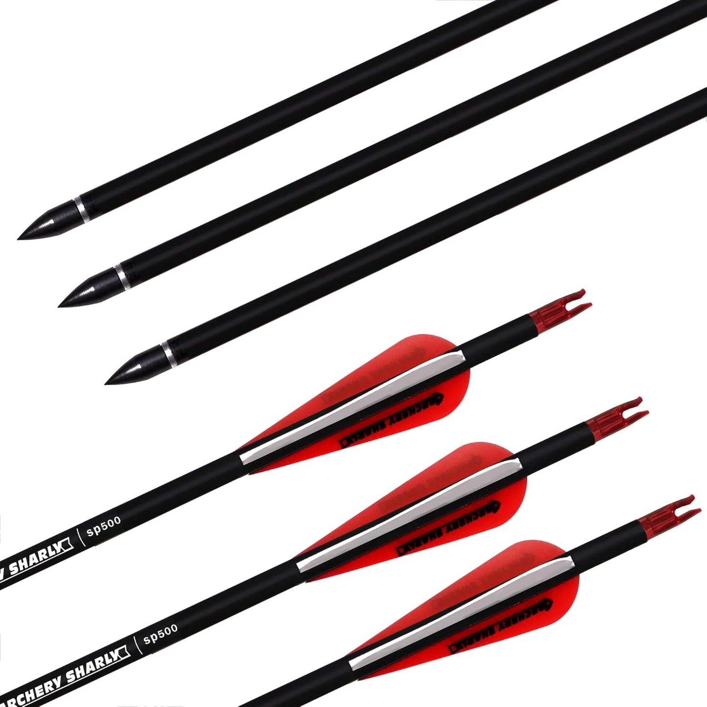 30Inch Carbon Hunting Arrow Targeting Practice Arrows with Removable Tips and Adjustable Nocks for Compound & Recurve Bow (Pack of 12)