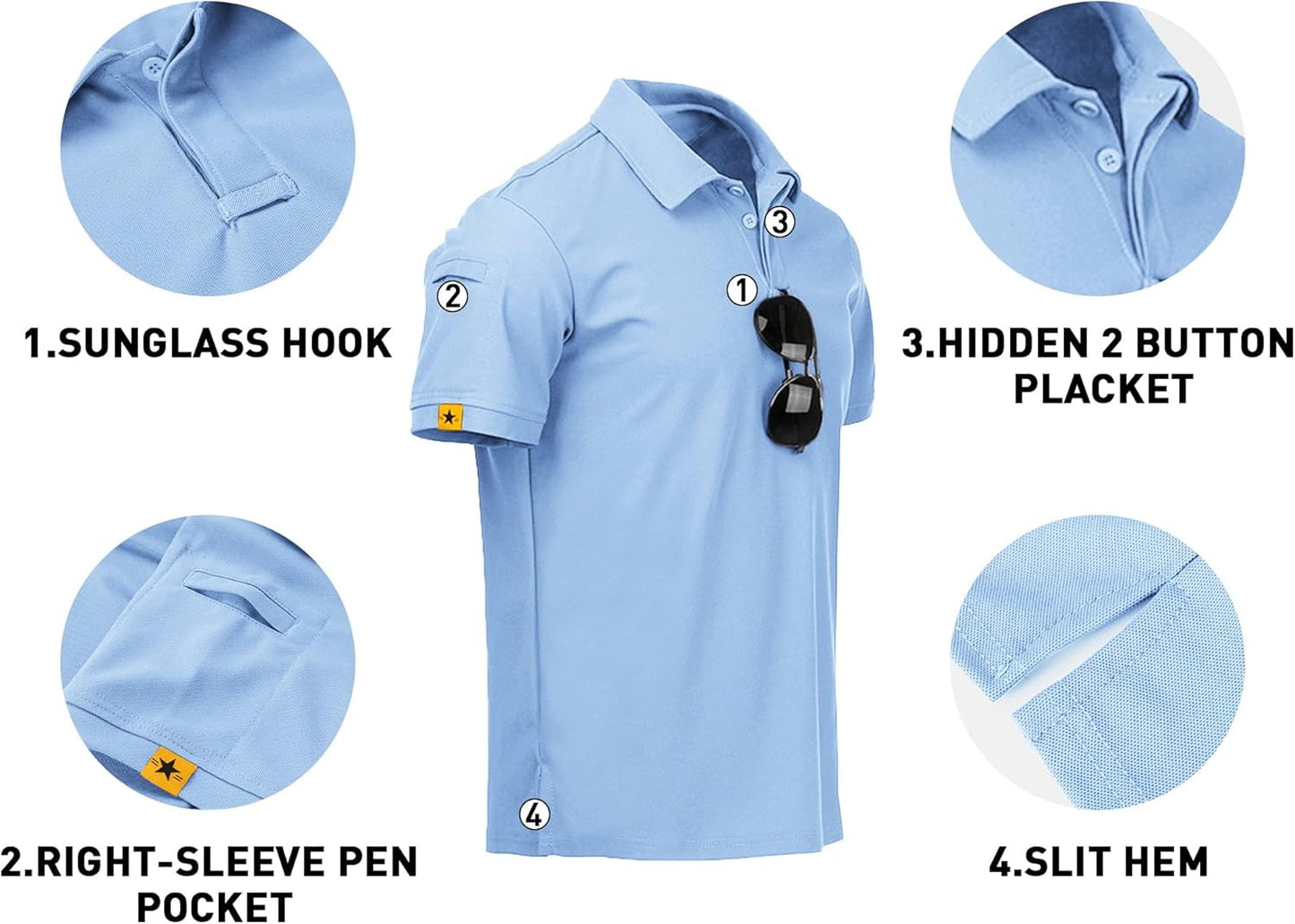 V VALANCH Mens Polo Shirts Short Sleeve Moisture Wicking Golf Polo Athletic Collared Shirt Tennis T-Shirt Tops