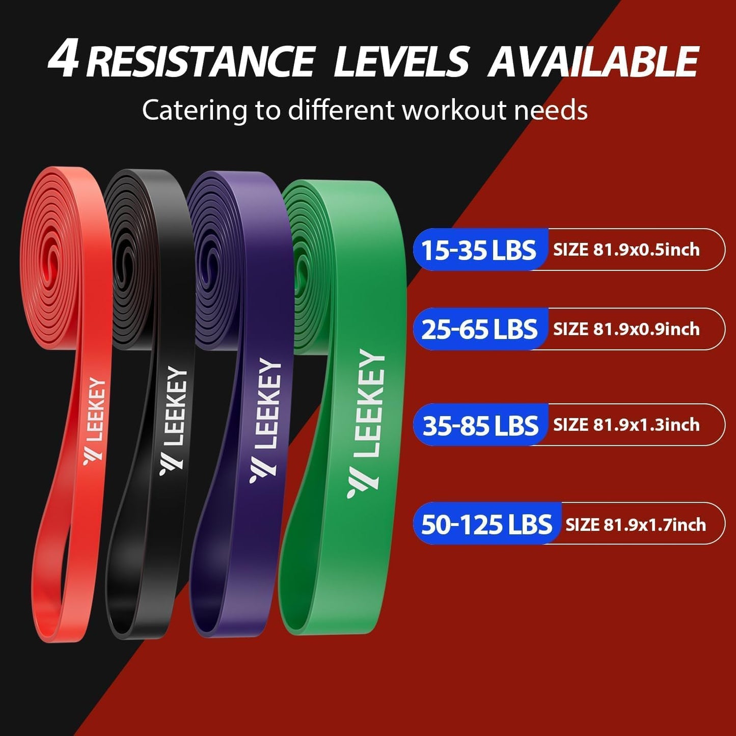 LEEKEY Resistance Bands Set for Pull-Up Assistance & Full-Body Training, Multi-Level Exercise Bands with Bag for Home Workouts, Physical Therapy, Strength Training (Men/Women)
