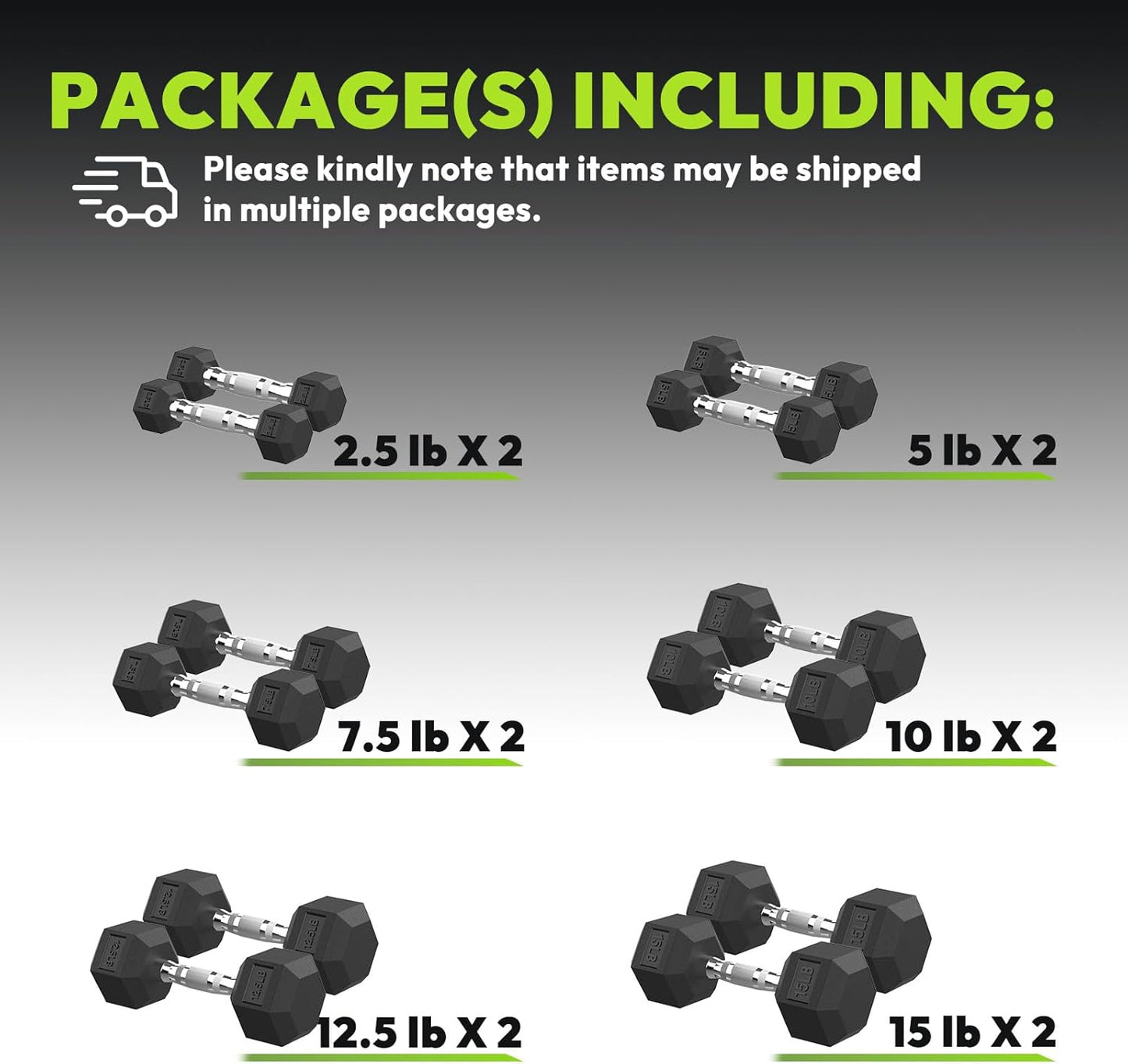 Hex Dumbbell Set, 45-400 lb Set Rubber Encased Exercise & Fitness Dumbbells, Weights Dumbbells Set, Hand Weight for Strength Training