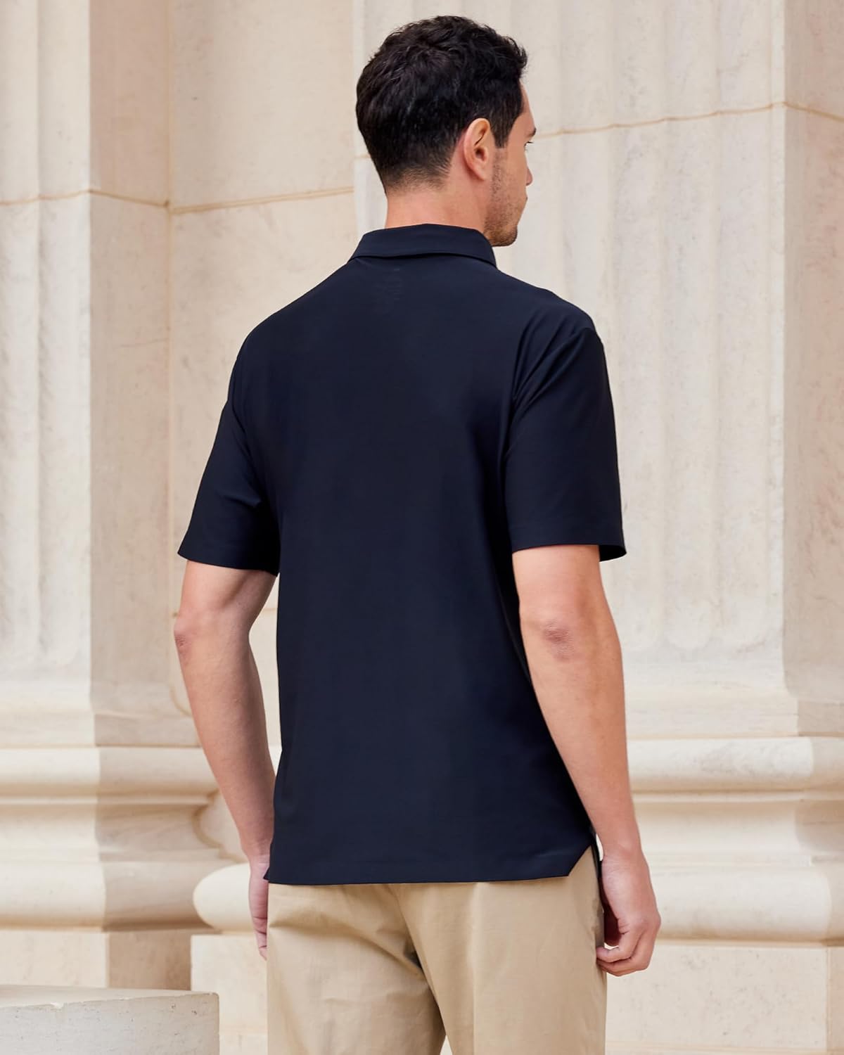 SAMERM Golf Shirts for Men Super Stretch Jacquard Dry Fit Golf Polo Moisture Wicking Short Sleeve Polo Shirts for Men