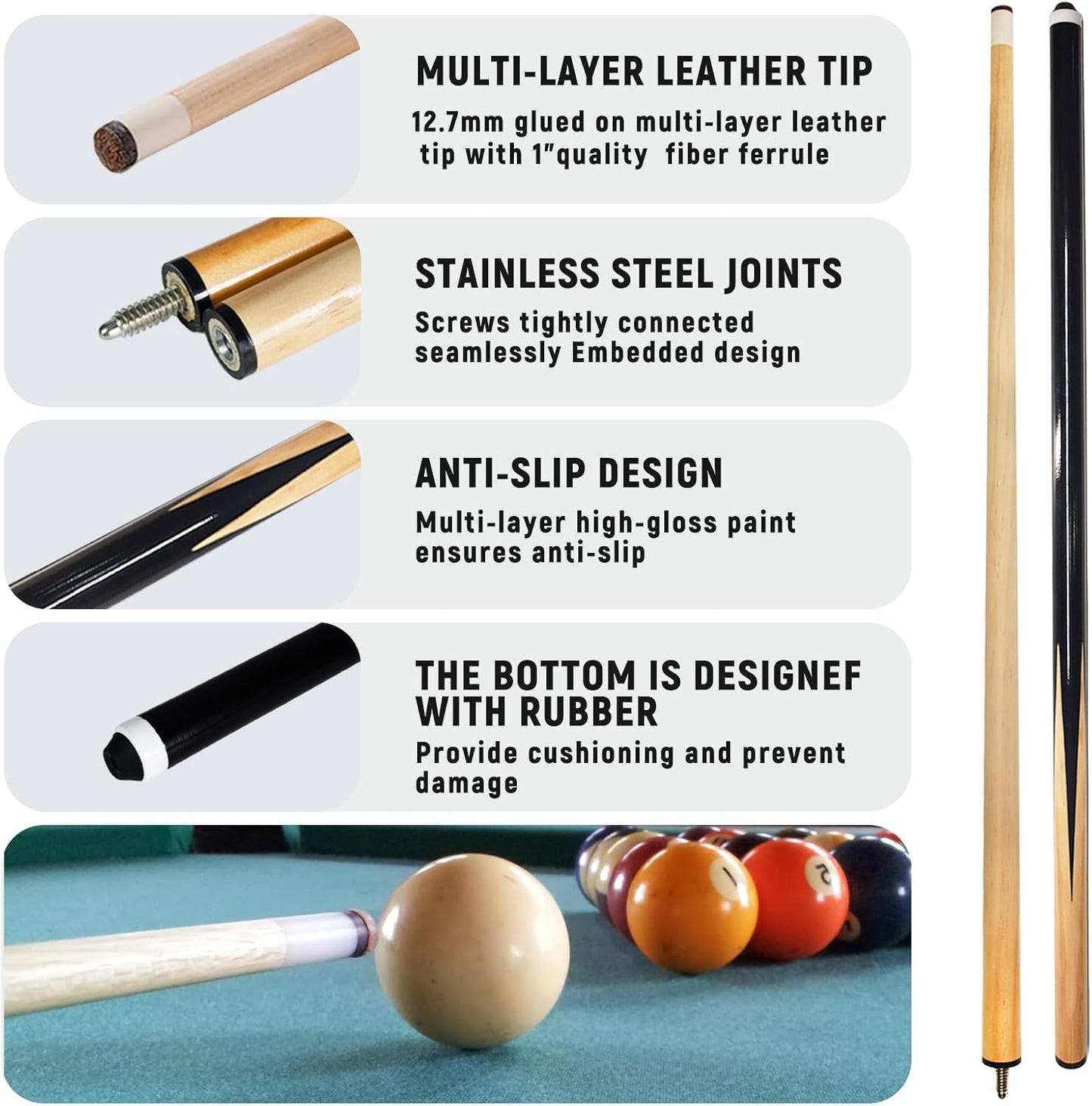 95pcs Pool Table Accessories Set - Balls, Triangle, Rack, Cue, Chalk, Tips, Stickers, Cloth, Brush & Cleaner Set