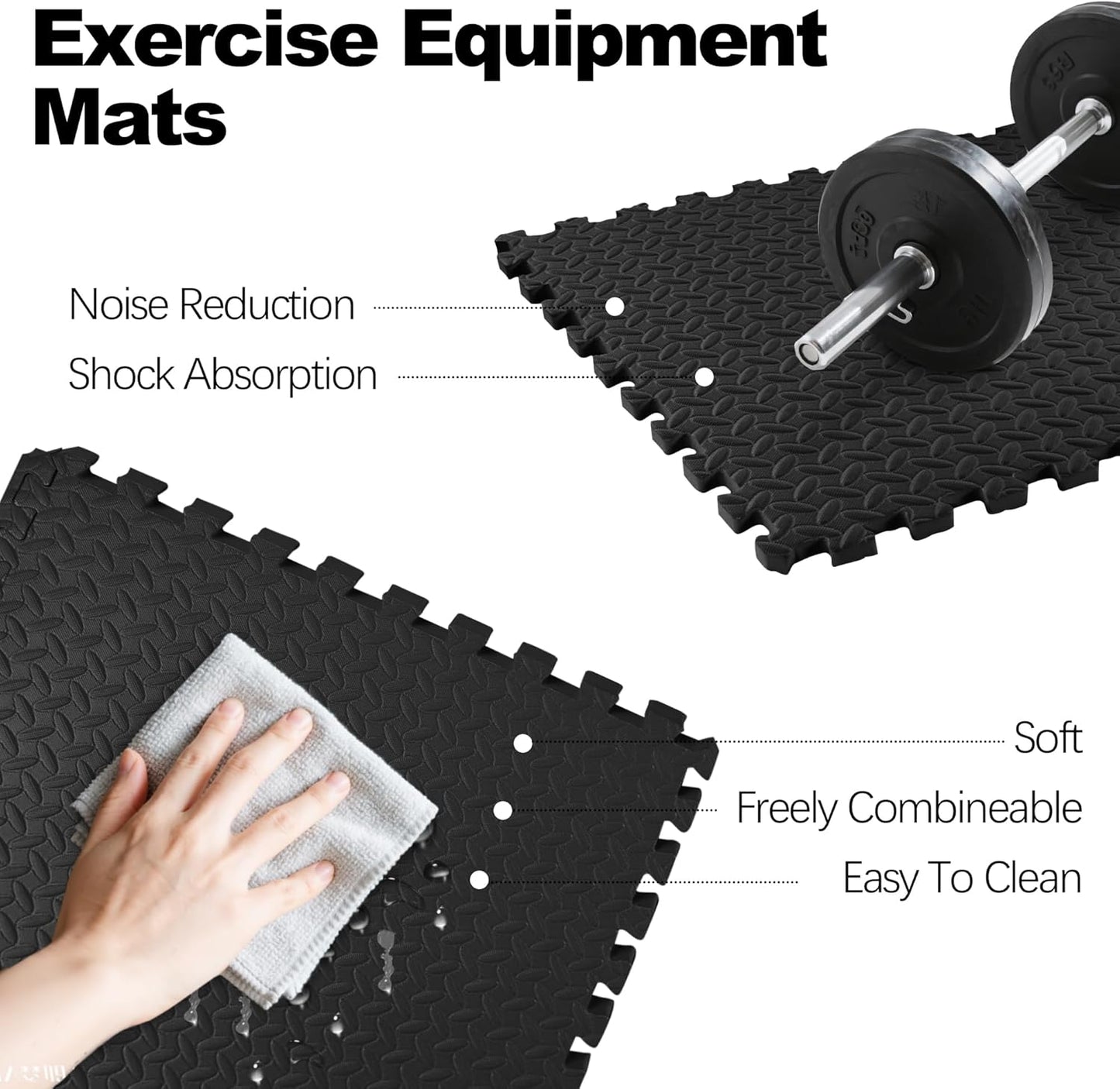 Puzzle Exercise Gym Flooring Mat, 1/2" Thick High-Density EVA Interlocking Tiles Workout Mat for Home Gym, Fitness Equipment, MMA, Gymnastics, 36-Piece Shock-Absorbing Exercise Mat (144 Sq Ft)