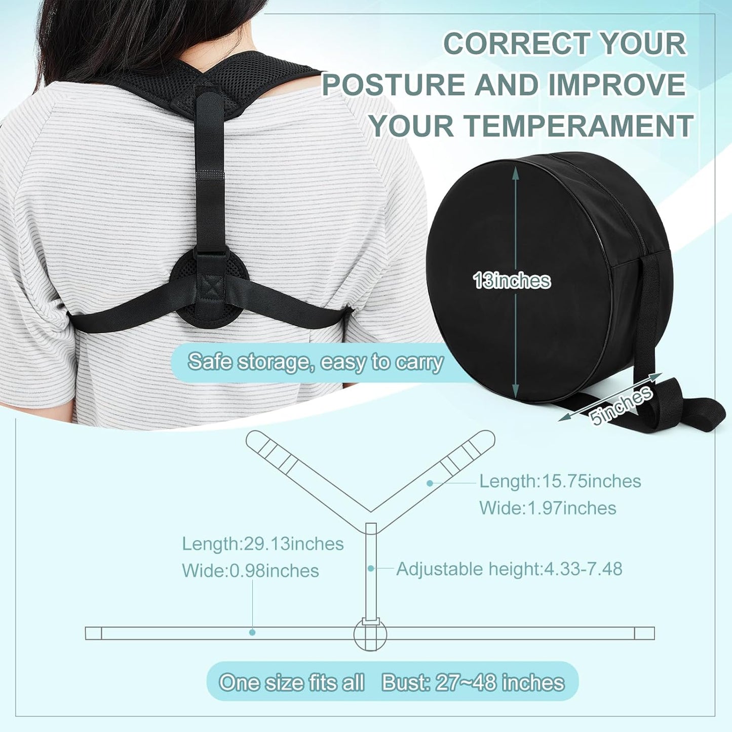 6 Pcs Back Roller Wheel Foam Padded Back Stretcher Wheel, Relaxation Yoga Roller with Carrying Bag and Upper Posture Corrector, for Pain Relief, Muscle Massage, Physical Therapy Exercise