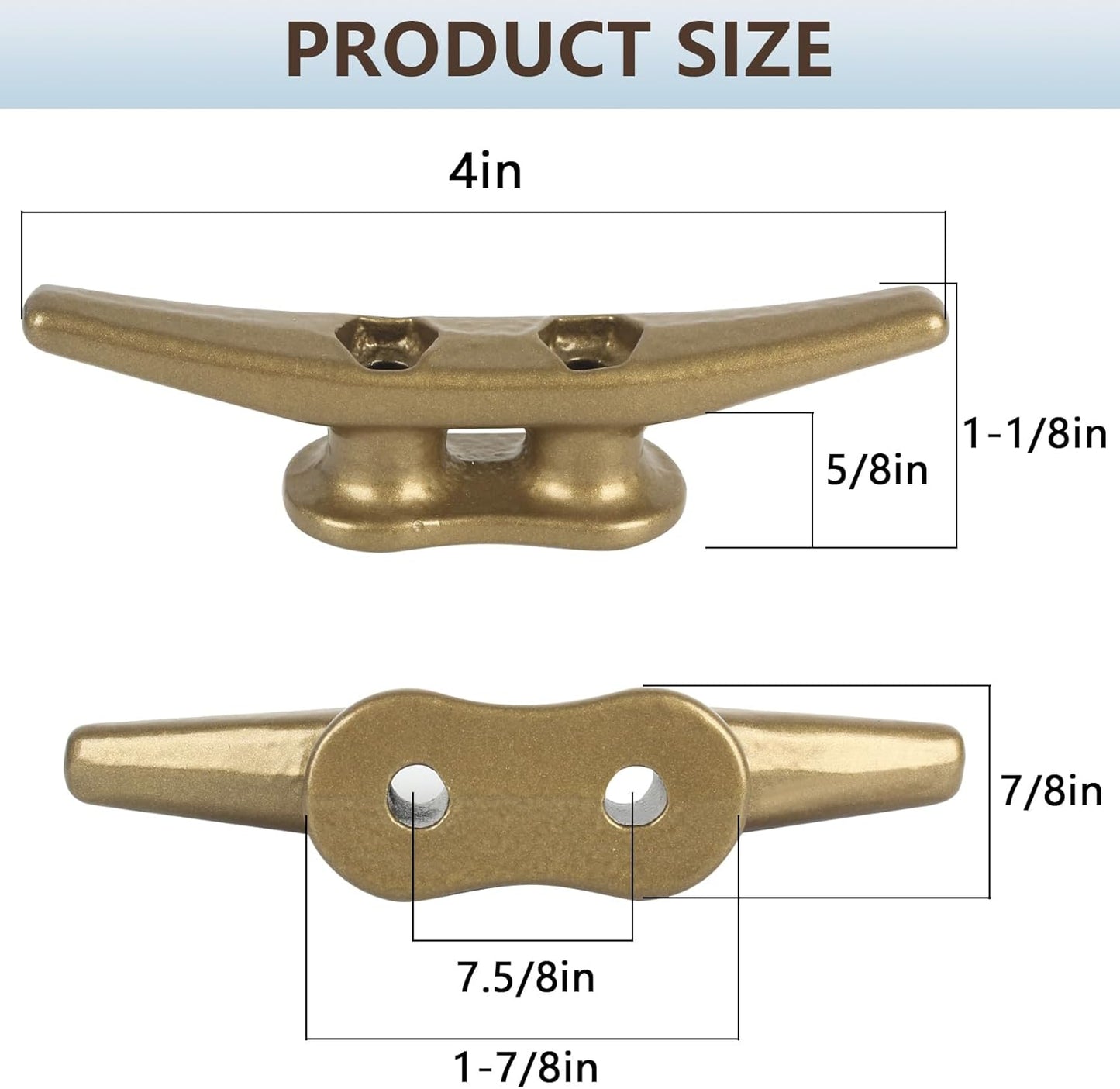 4 inch Dock Cleats 4/6/8/12/16/20/24 Pack,Boat Dock Cleats Rope Cleat Marine Cleats Iron Boat Cleats with Hardware ldeal for Deck,Nautical Decor,Cleats for Boat Dock,Boat Tie Down Cleats