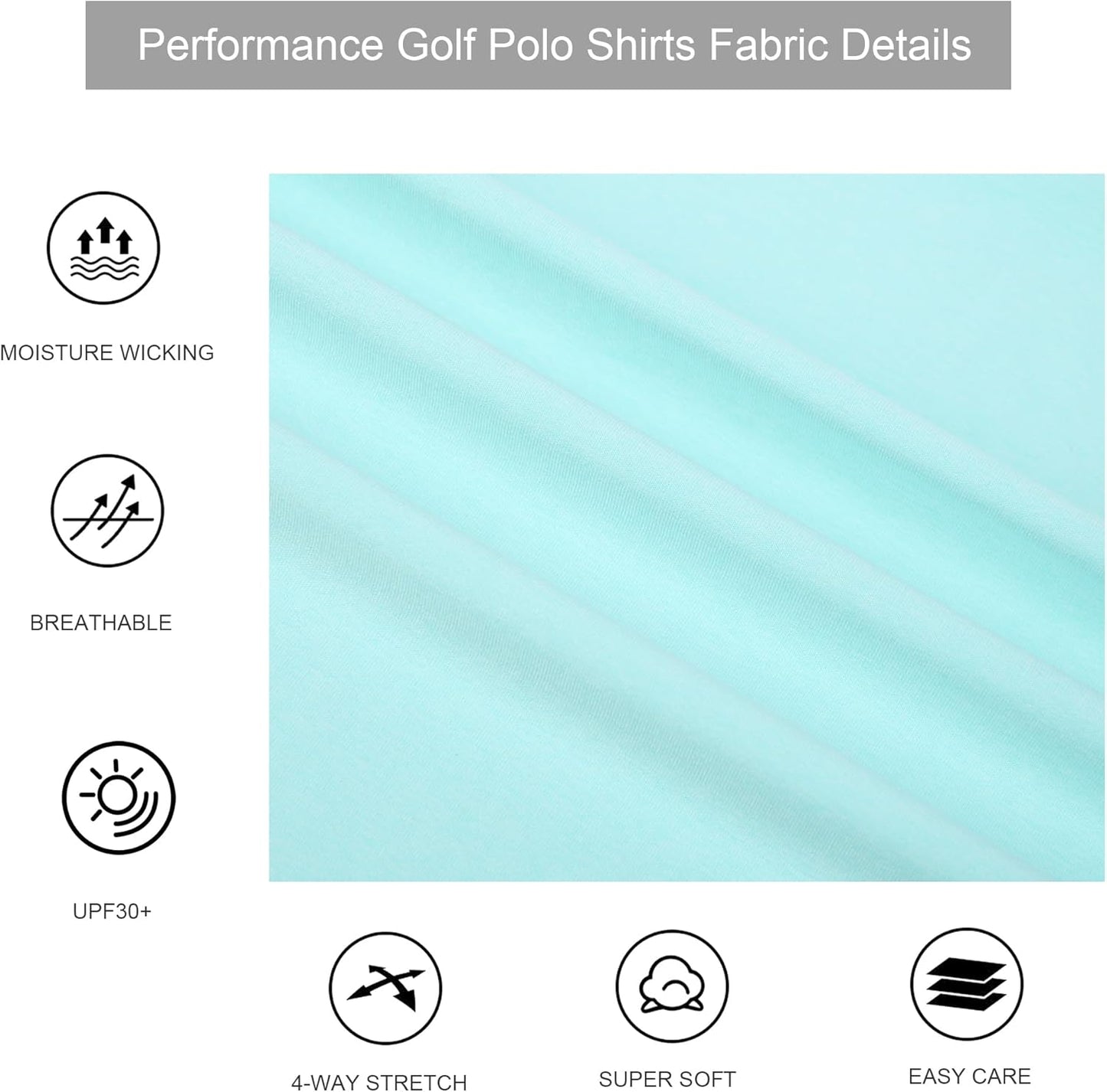 Alex Vando Mens Golf Shirt Moisture Wicking Quick-Dry Short Sleeve Casual Polo Shirts for Men
