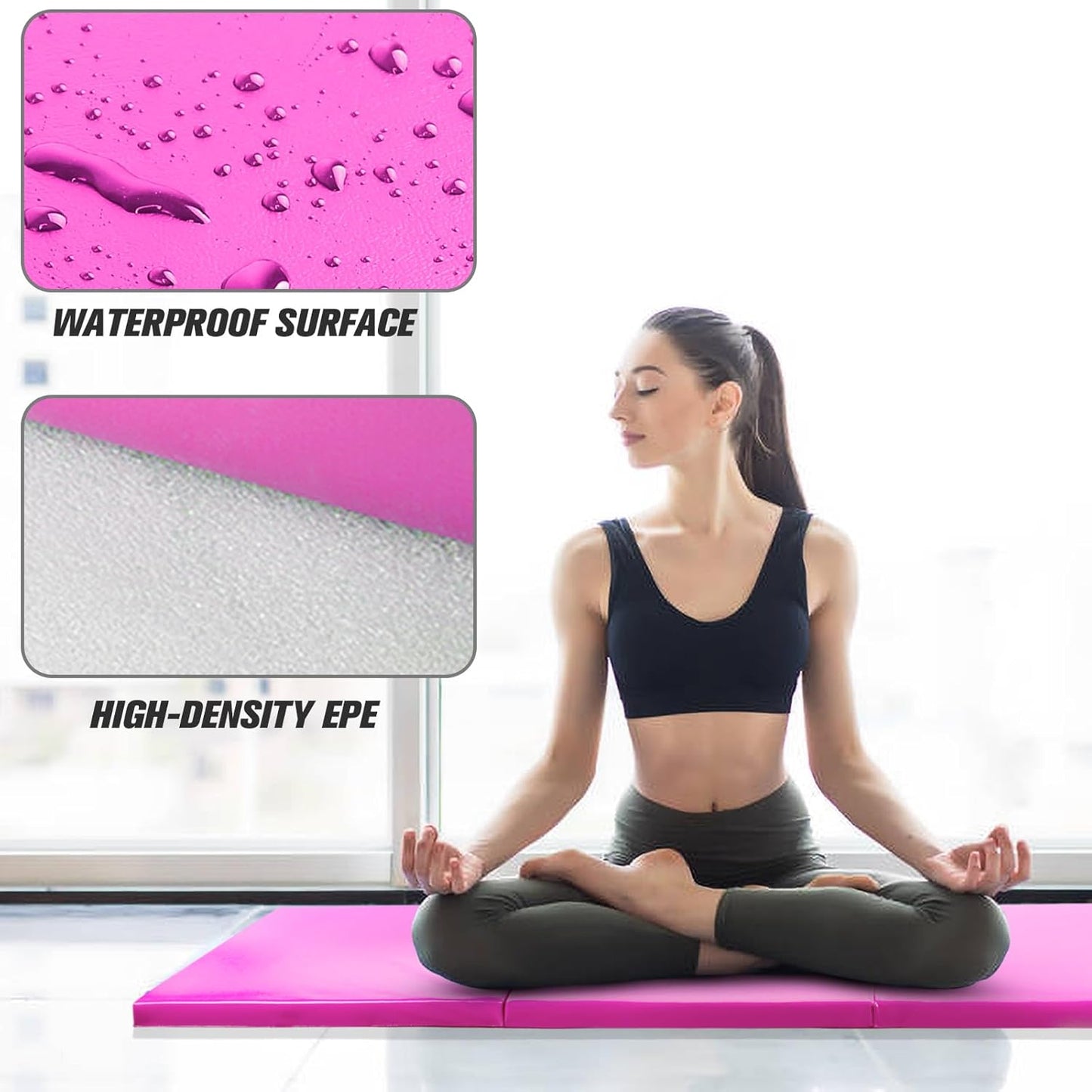 RitFit Upgraded Folding Exercise Mat, 2 Inch Thick Gymnastics Mat 3’x6’,4’x8’,4x10’,2'x8' with Carrying Handles for Yoga, MMA, Stretching, Core Workouts and Home Gym Protective Flooring