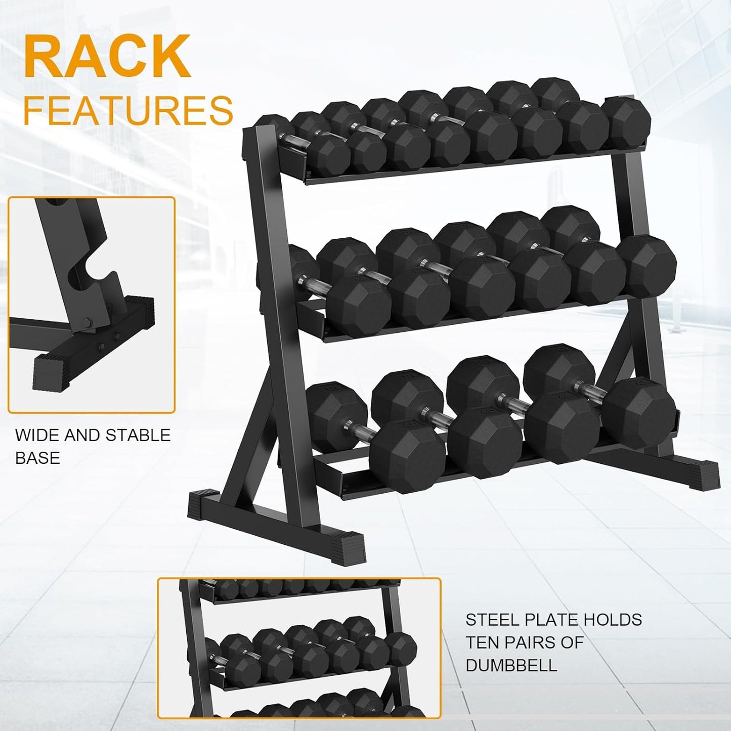 Rubber Coated Hex Dumbbell Weight Set, Multiple Sizes Exercise & Fitness Dumbbells,100LB Set,110LB Set,200LB,350LB,450LB,550LB, 35-50Lbs Pairs for Muscle Toning, Strength Building & Full Body Workout