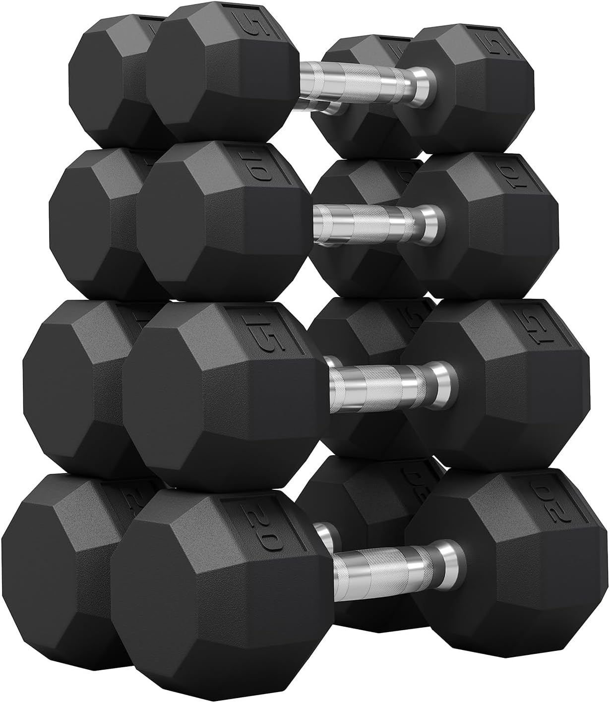 Rubber Coated Hex Dumbbell Weight Set, Multiple Sizes Exercise & Fitness Dumbbells,100LB Set,110LB Set,200LB,350LB,450LB,550LB, 35-50Lbs Pairs for Muscle Toning, Strength Building & Full Body Workout