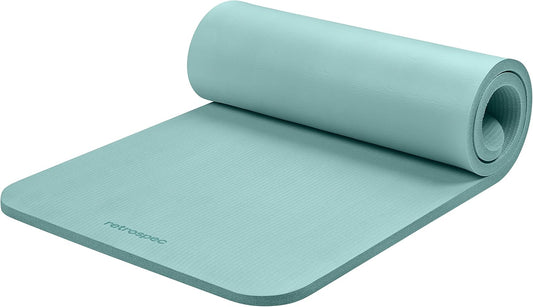 Retrospec Solana Yoga Mat 1" Thick With Nylon Carry Strap for Men & Women - Non Slip Exercise Mat for Home Yoga, Pilates, Stretching, Floor & Fitness Workouts