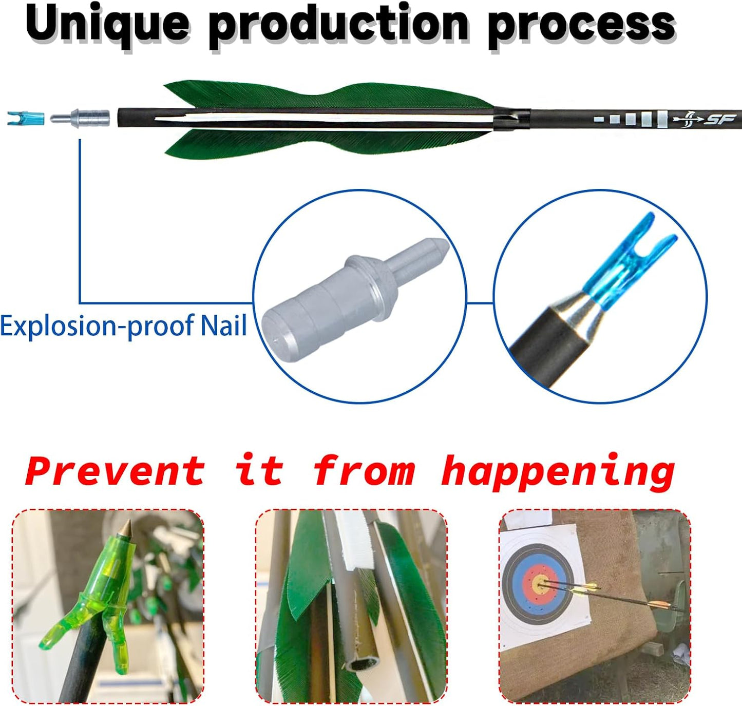 S F 30" Traditional Archery Carbon Feather Arrows 500 Spine Traditional Arrows Long Bows Archery Compound Bow Arrows Arrows for Compound Bow Arrows for recurve Bow（12 Pack）