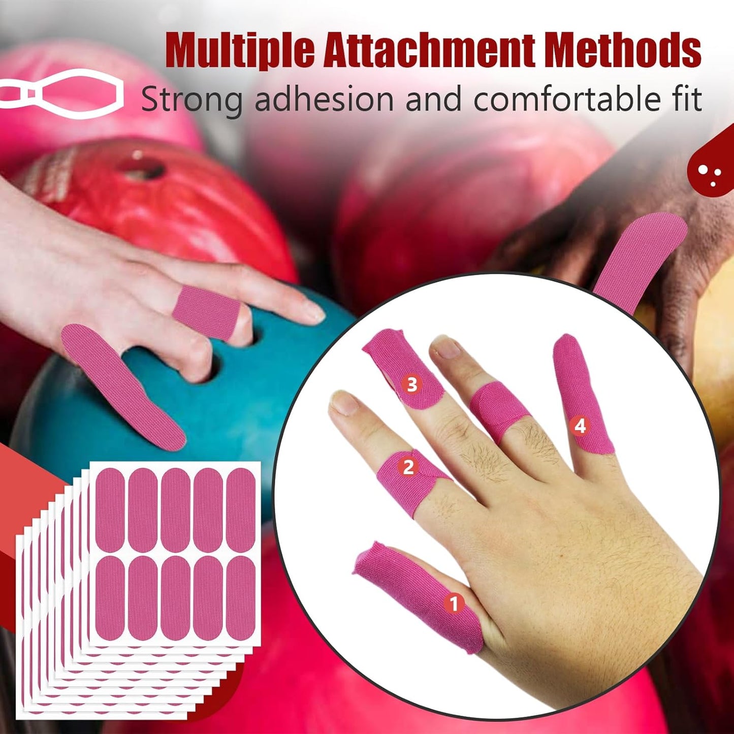100 PCS Bowling Thumb Tape - Bowling Finger Tape - Thumb Tape Protector for Bowling(Multiple Colors, 1 x 2.8 Inches, Breathable)