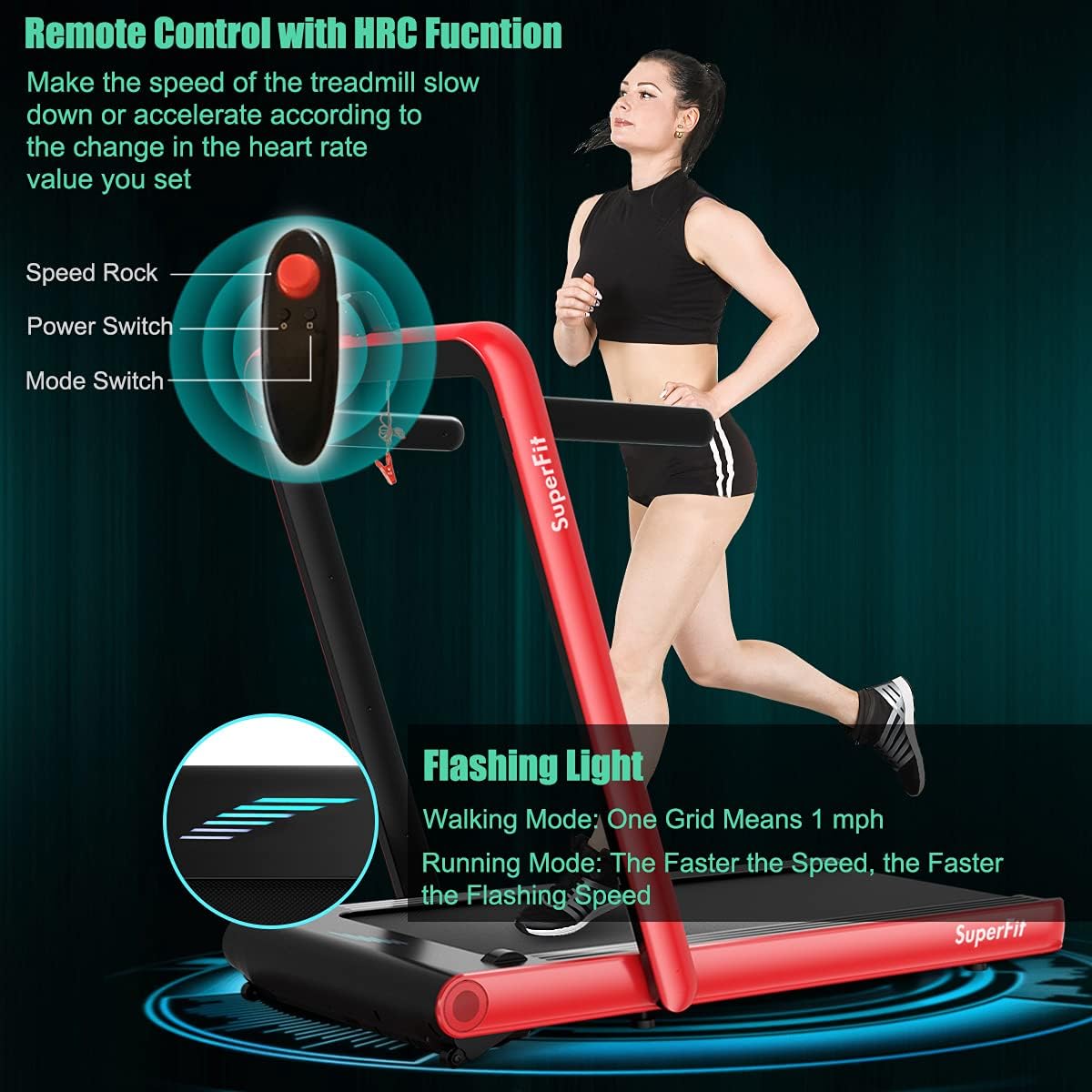 GYMAX Walking Pad, 4.75HP Under Desk Treadmill with LED Touch Screen, App Control, Built-in Speaker & Handle, 2 in 1 Folding Compact Portable Treadmill for Home Small Space
