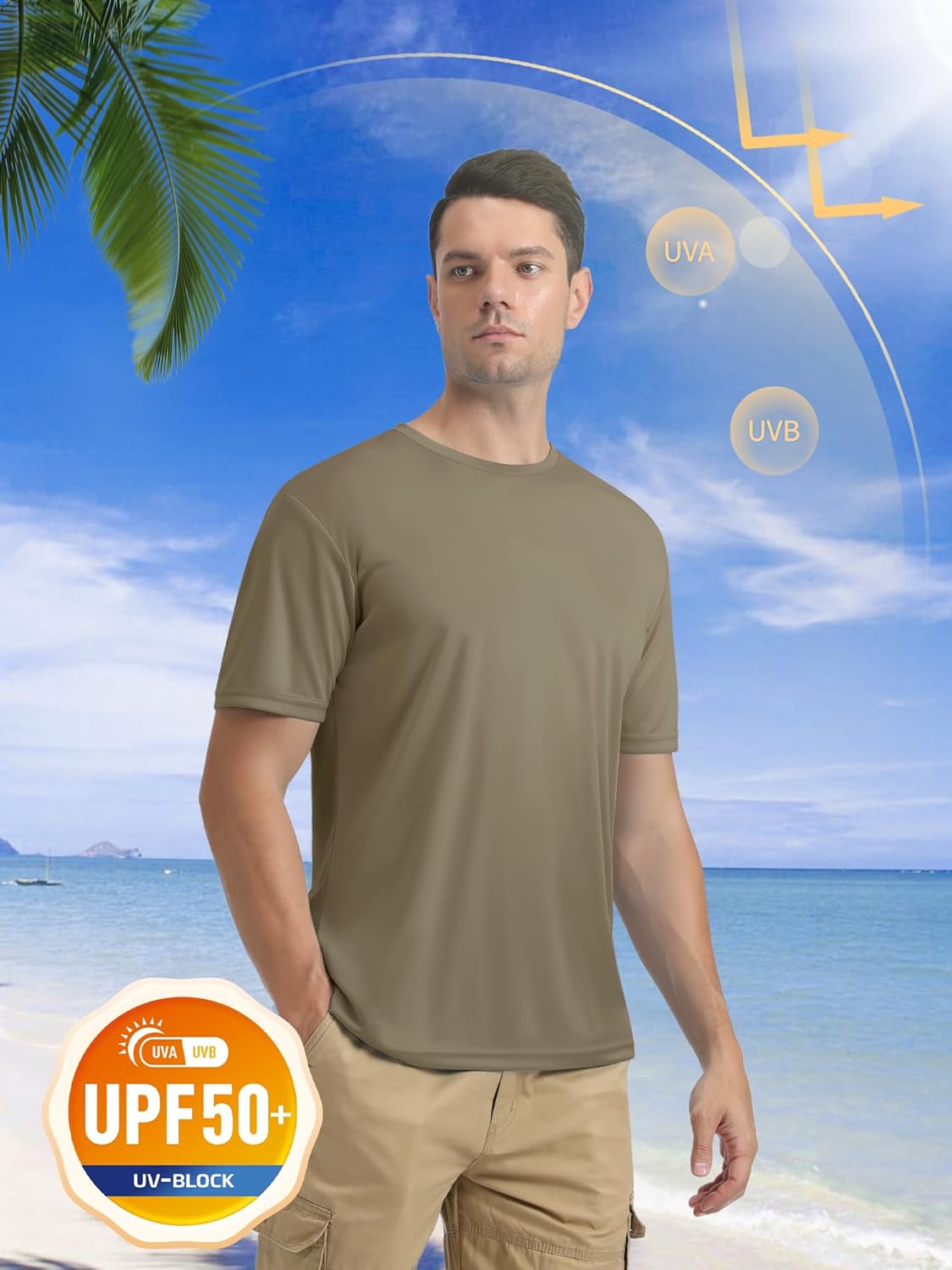 MAGCOMSEN Men's Short Sleeve UPF 50+ T-Shirt Quick Dry Rash Guard Athletic Running Swim Top Tee Performance Water Shirts