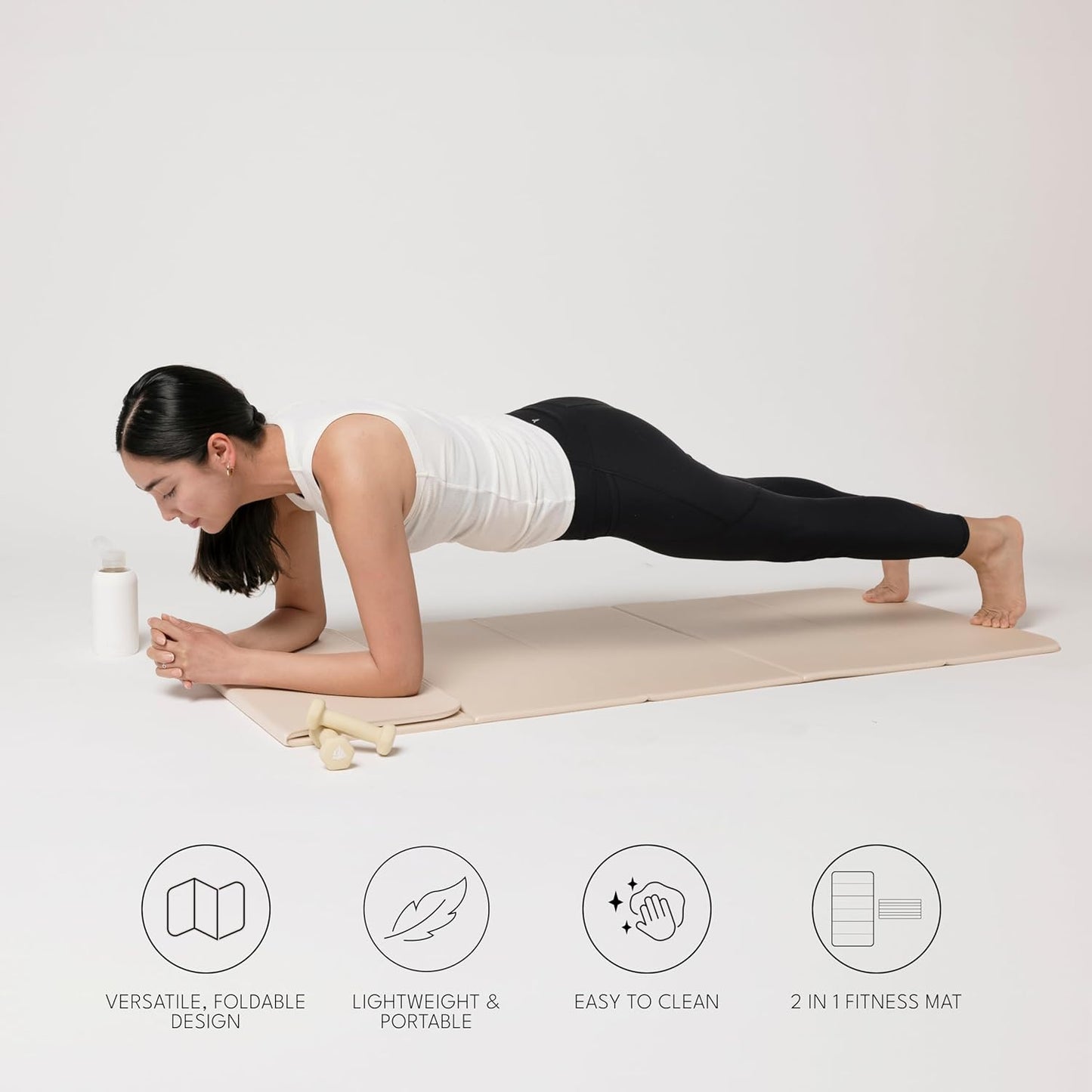 Foldable Multi-Purpose Fitness & Yoga/Pilates Mat, Workout Mat with Non-Slip Surface, Portable & Lightweight, For Studio or Home Use, As Seen on Shark Tank