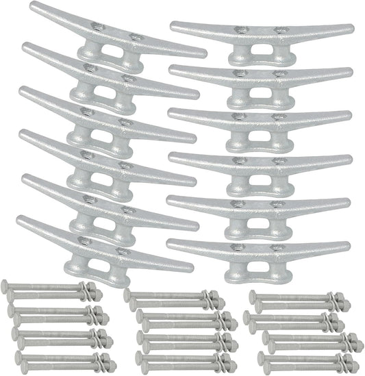 6/8/10/12/14 inch Dock Cleats With Bolts,Hot Dipped Galvanized Cast Iron Boat Cleats,Rope Cleat Boat Dock Cleats for Boat Docks,Decks,Piers for Tying up Boats,Marine Decor(1,2,4,5,6,8,10,12 Pack)