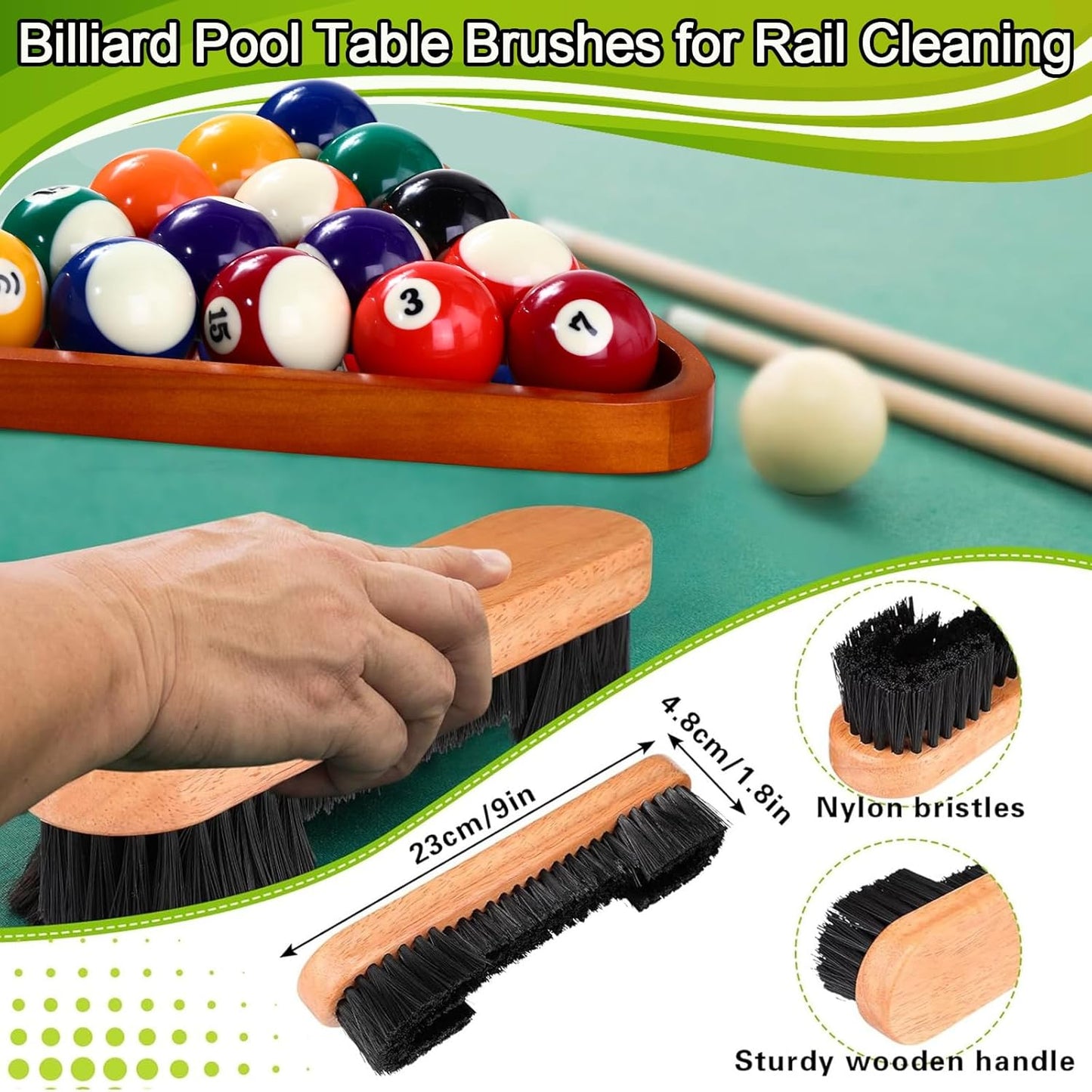 31 Pcs Billiard Accessory Kit Billiard Pool Table Balls with Triangle and Diamond Ball Holder Cue Chalks Pool Table Brush Set