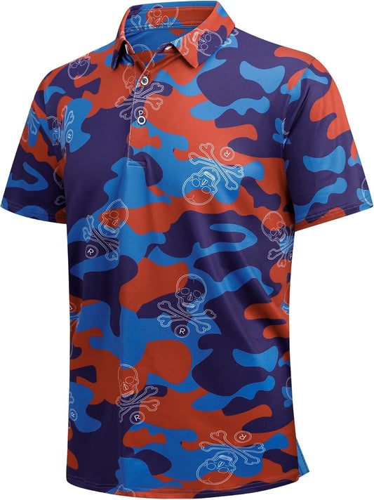 SAMERM Golf Shirts for Men Super Stretch Jacquard Dry Fit Golf Polo Moisture Wicking Short Sleeve Polo Shirts for Men