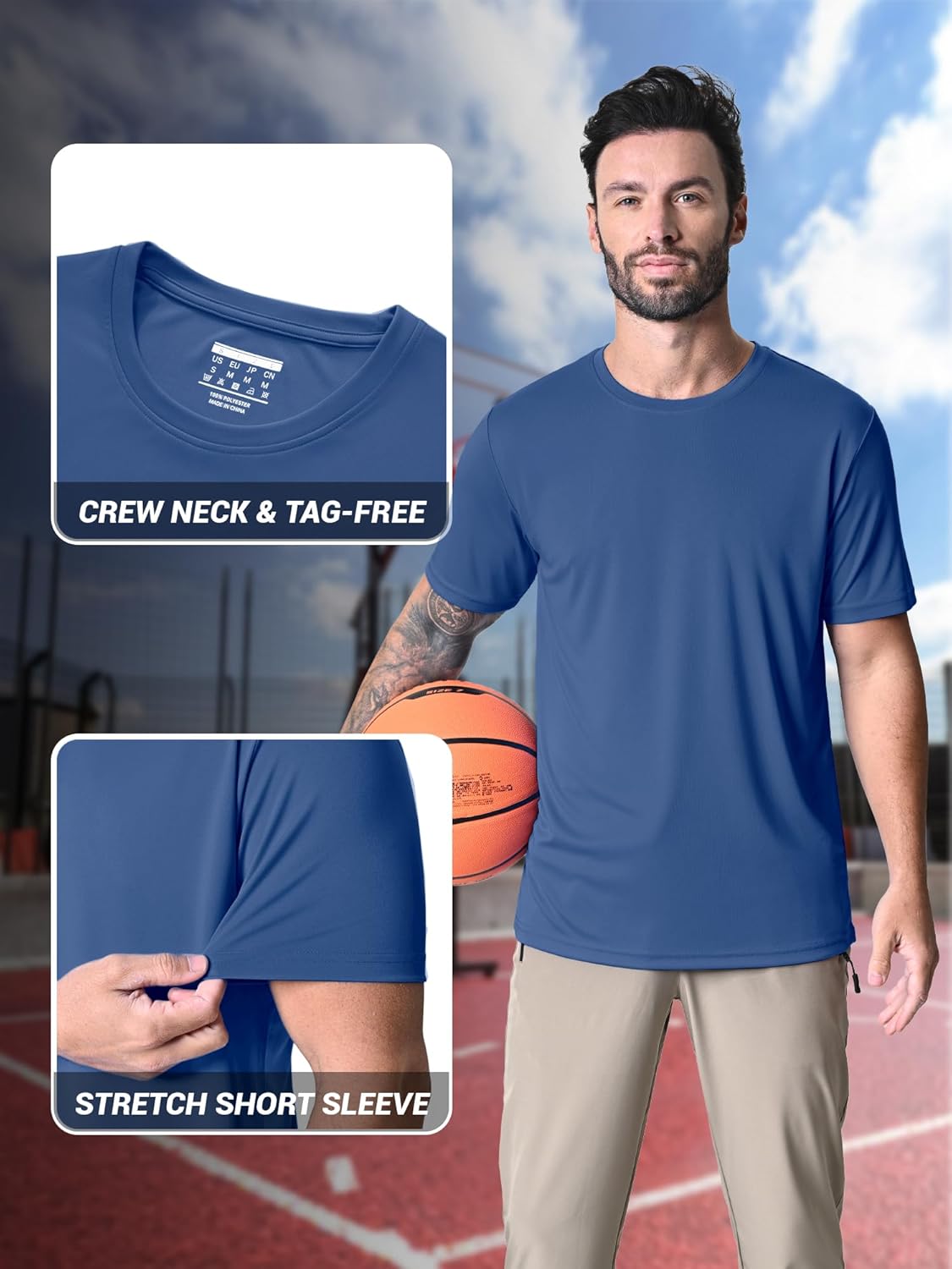 MAGCOMSEN Men's Short Sleeve UPF 50+ T-Shirt Quick Dry Rash Guard Athletic Running Swim Top Tee Performance Water Shirts