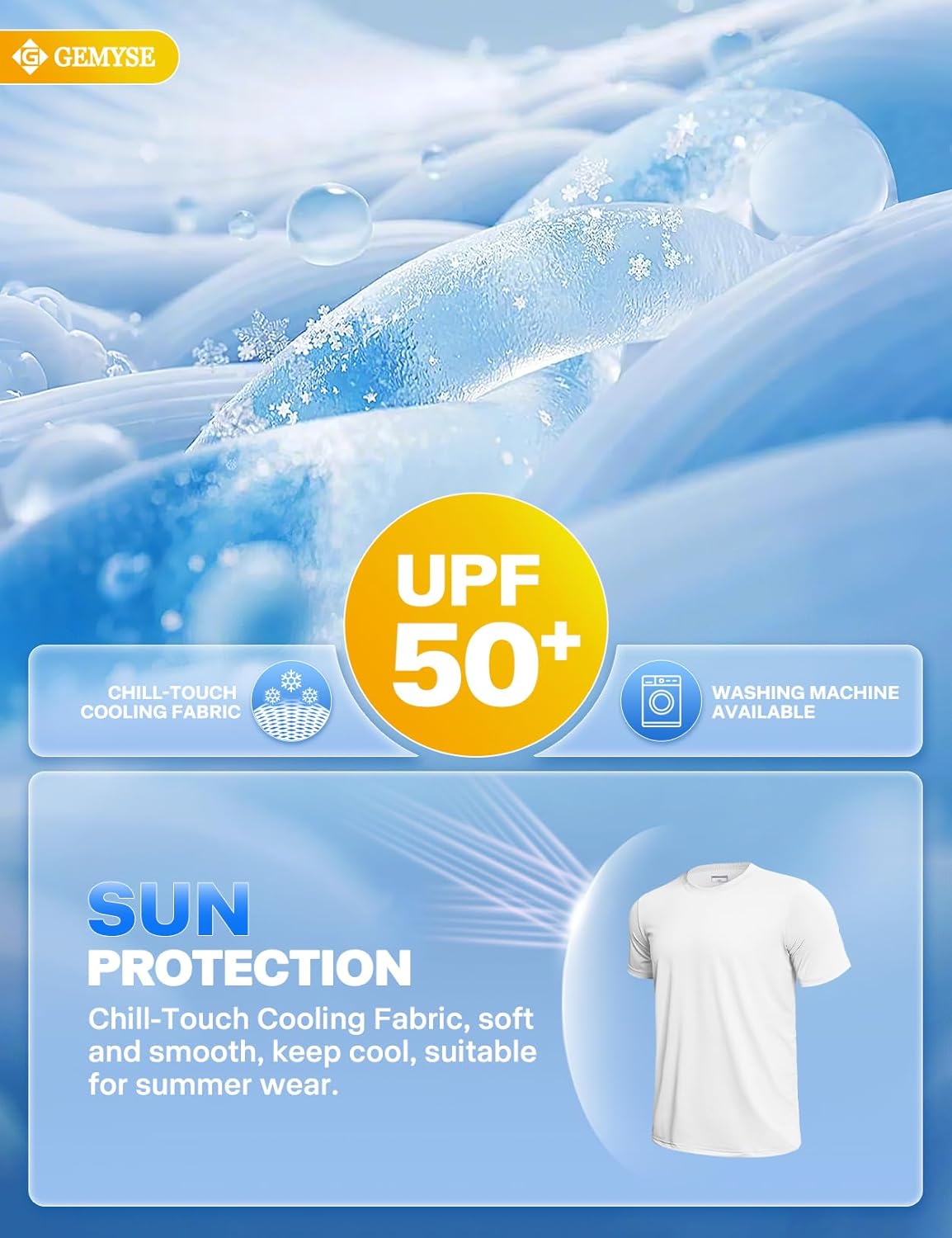 GEMYSE Men's Running Short Sleeve Shirt Sun Protection Quick Dry Moisture Wicking T-Shirts UPF 50+ for Workout