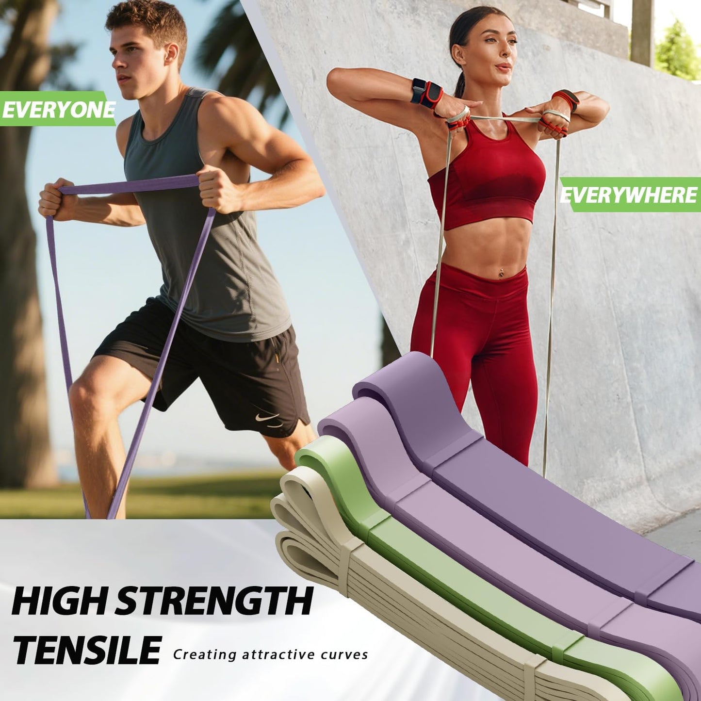 LEEKEY Resistance Bands Set for Pull-Up Assistance & Full-Body Training, Multi-Level Exercise Bands with Bag for Home Workouts, Physical Therapy, Strength Training (Men/Women)